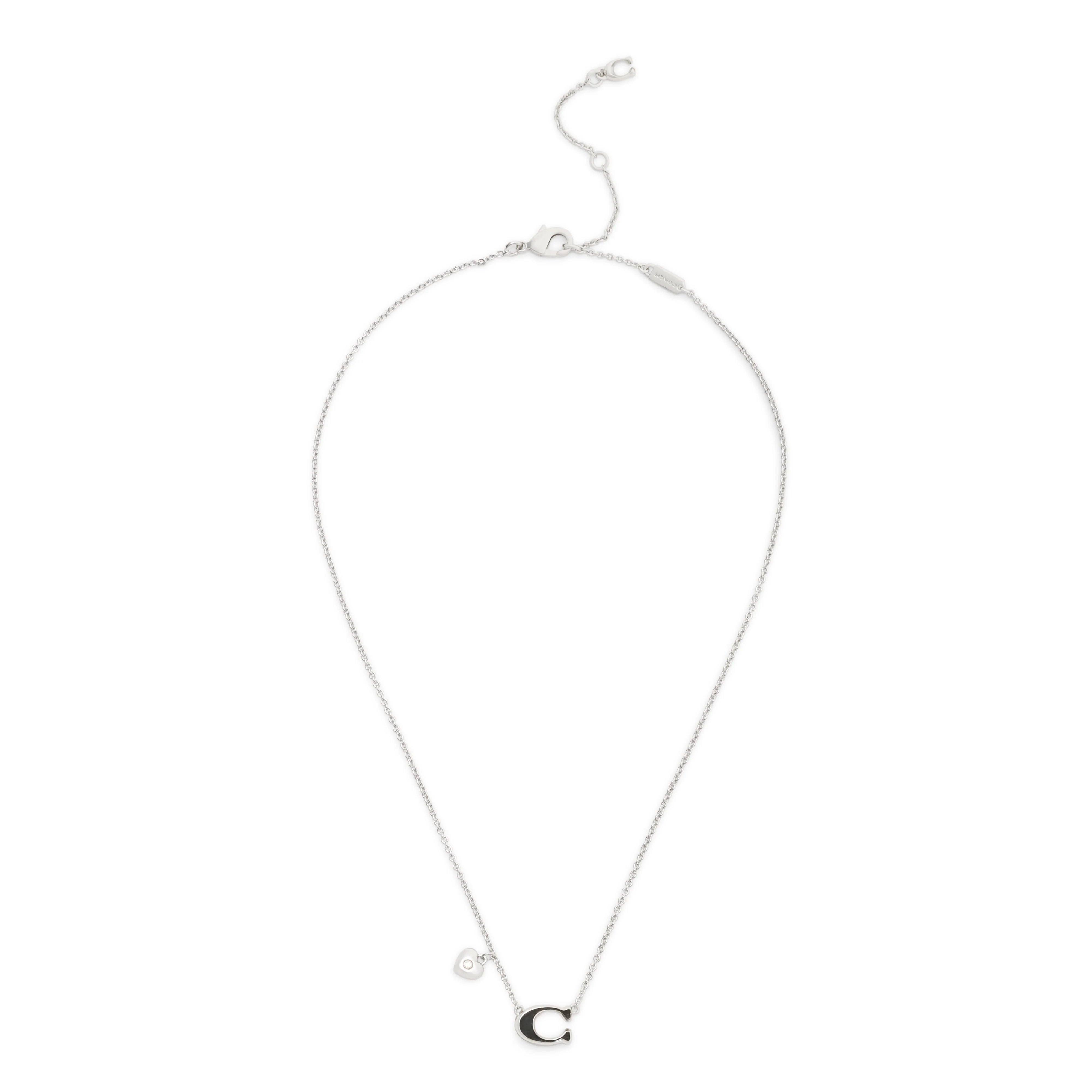 Coach Signature C Heart Short Pendant Necklace