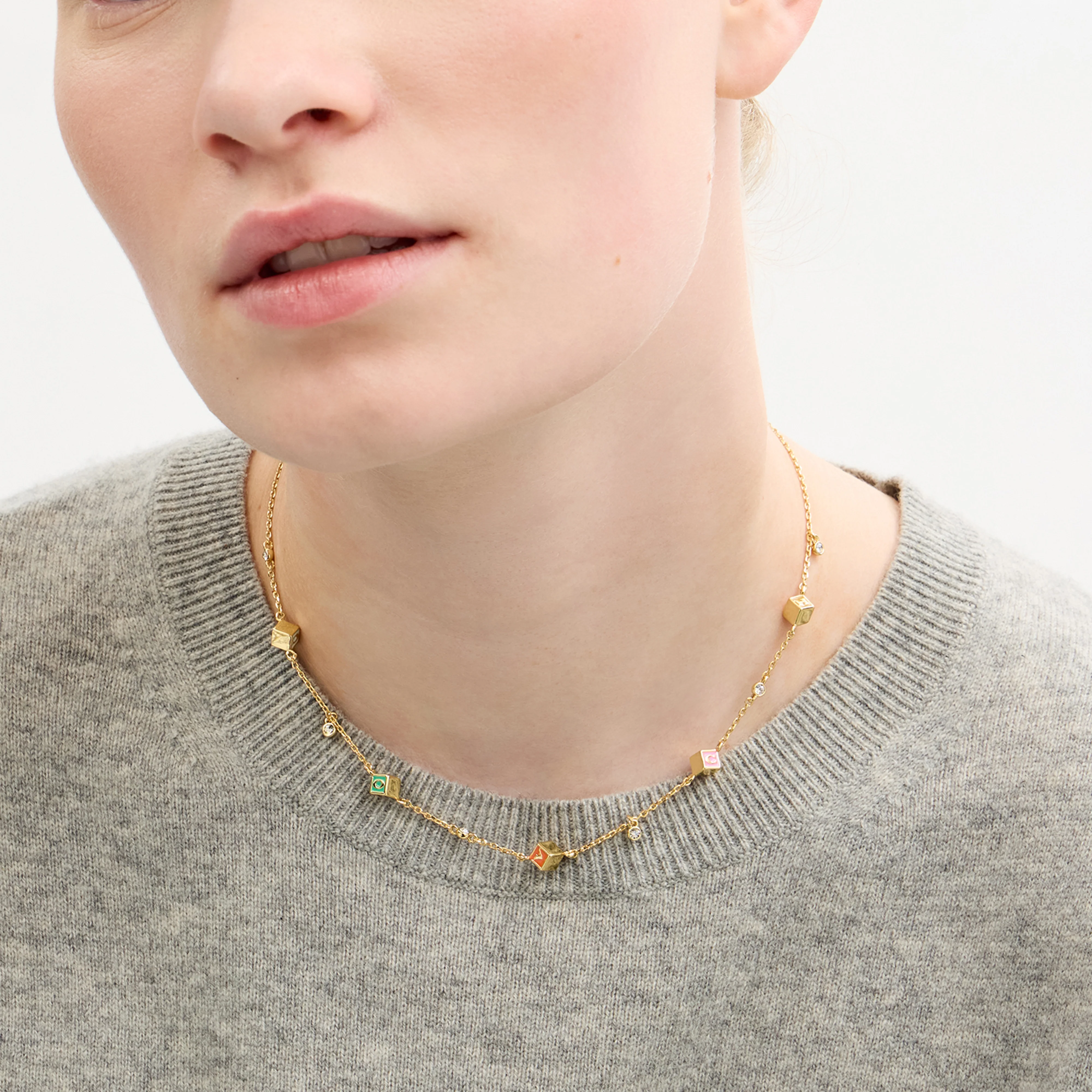 Coach Signature Logo Enamel Cube Strand Necklace - Image 3