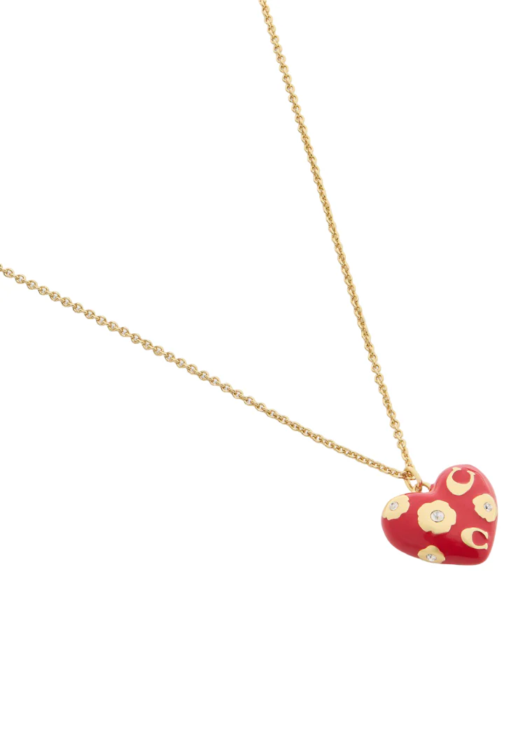 Coach Signature C Floral Chubby Heart Pendant Necklace - Image 3