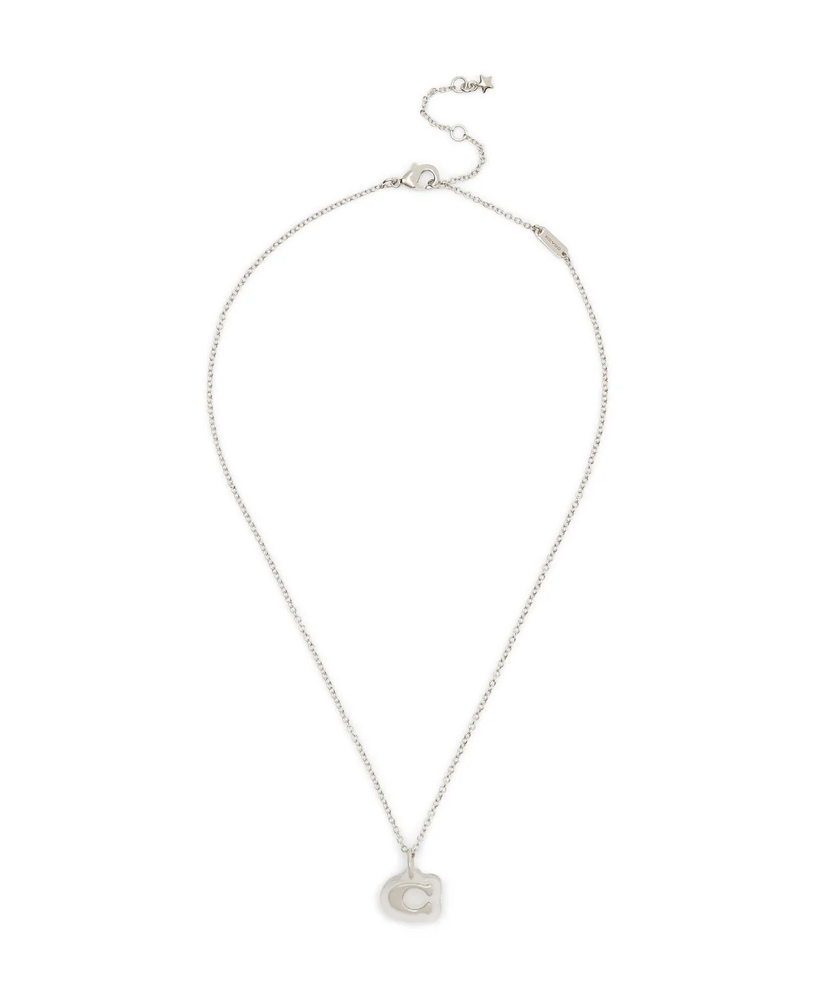 COACH Rhodium Signature C Lucite Short Pendant Necklace - Image 3