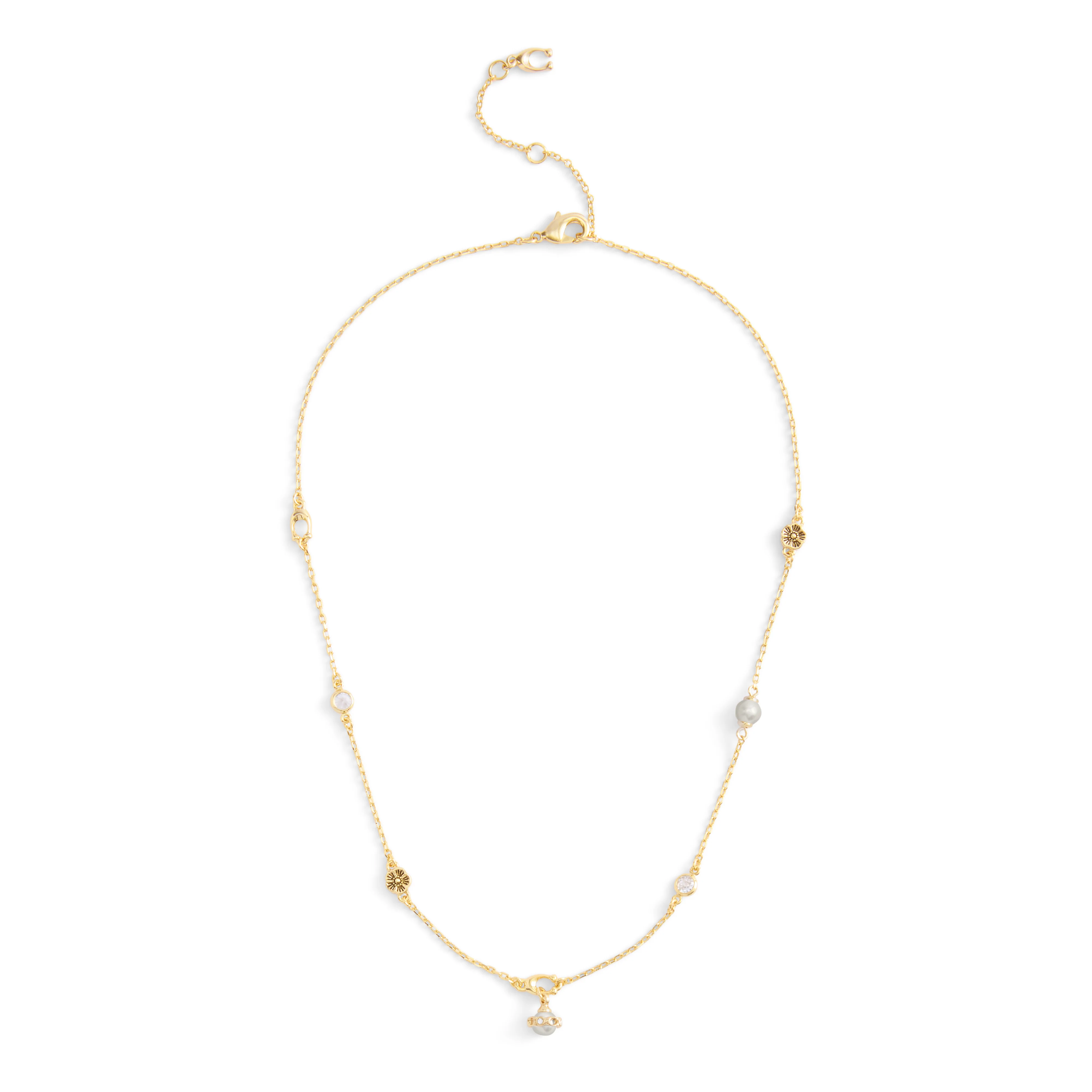 Coach Signature Heritage Pearl Charm Strand Necklace - Image 2