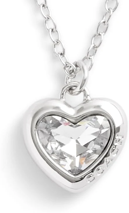 Coach Stone Heart Pendant Necklace - Silver-Plated - Image 3