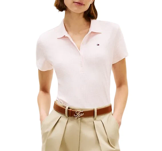 Tommy Hilfiger Womens Printed Short-Sleeve Polo Top