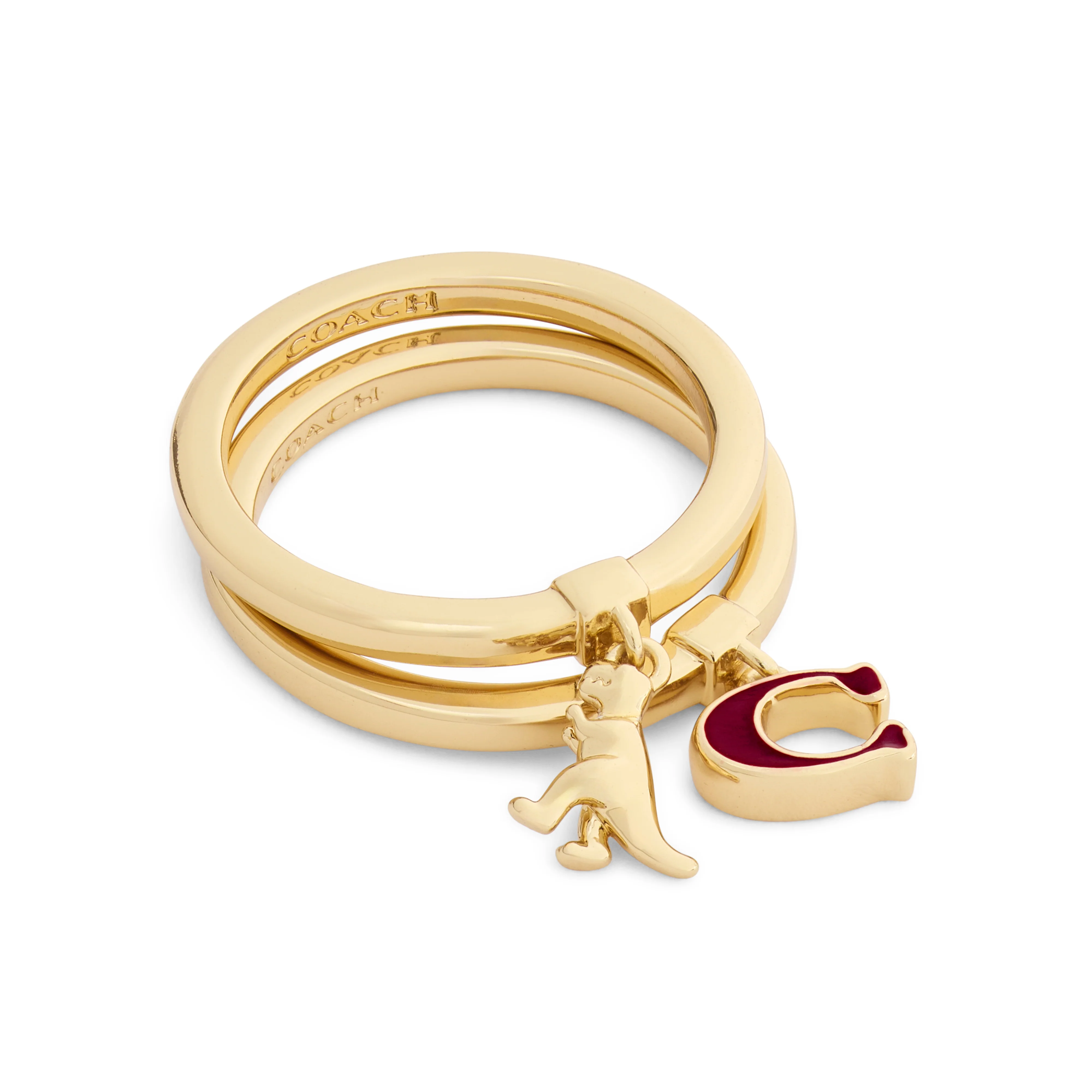 Coach Signature C Rexy Charm Duo Ring Set - Size 7
