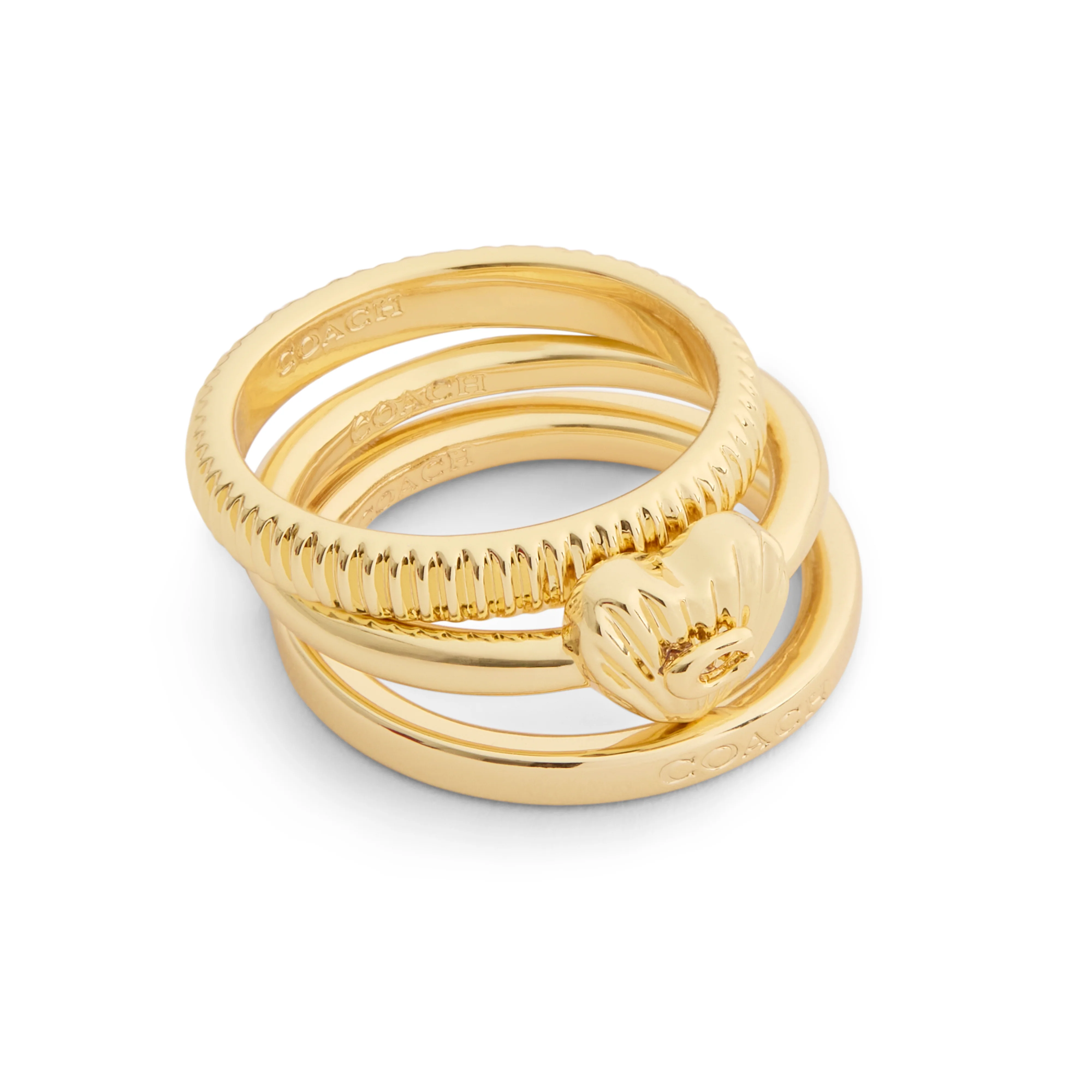 Coach Signature Heritage Trio Ring Set - Size 6