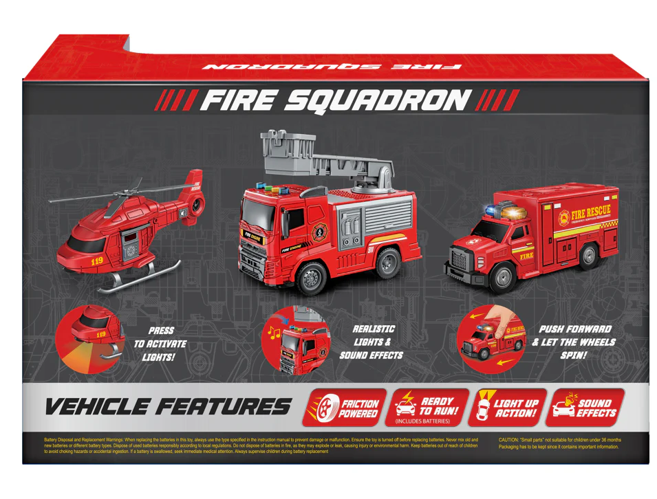 Rugged Racers Fire Squadron 3-Piece Toy Set - Image 2