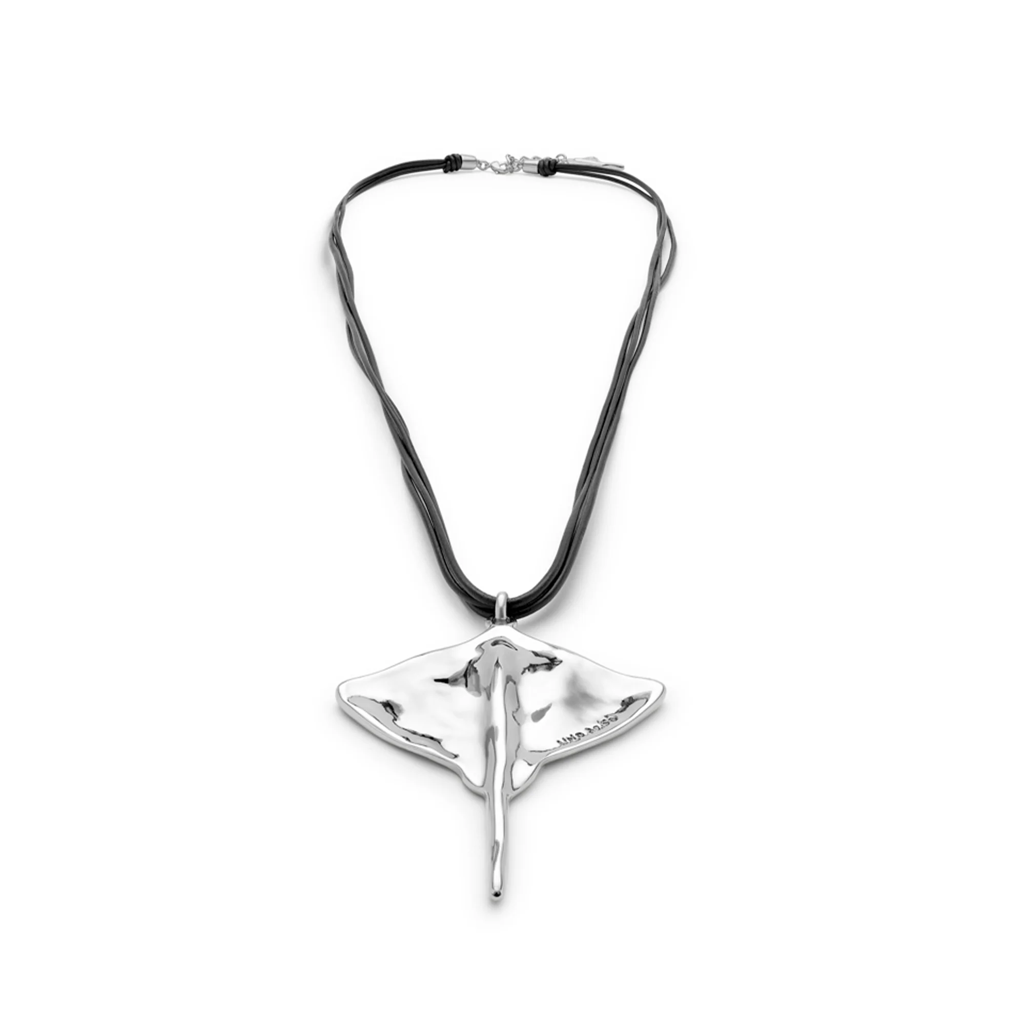 UNOde50 Ser Majestuosa Leather and Silver-Plated Manta Ray Pendant Necklace - Image 2
