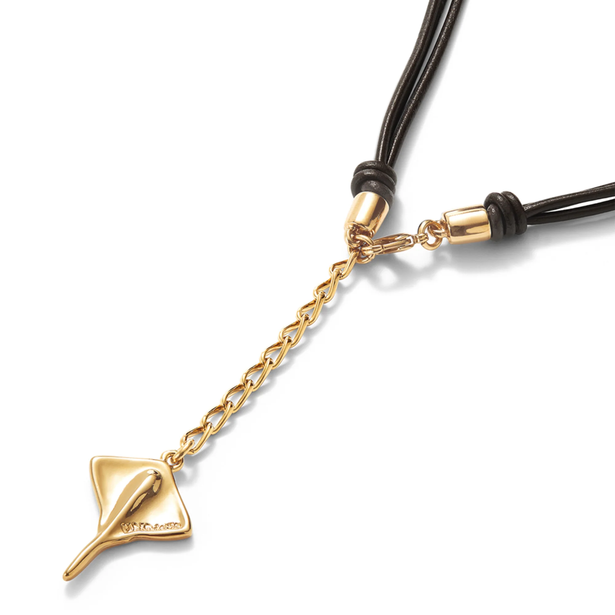 UNOde50 Ser Majestuosa Leather and Gold-Plated Manta Ray Pendant Necklace - Image 4