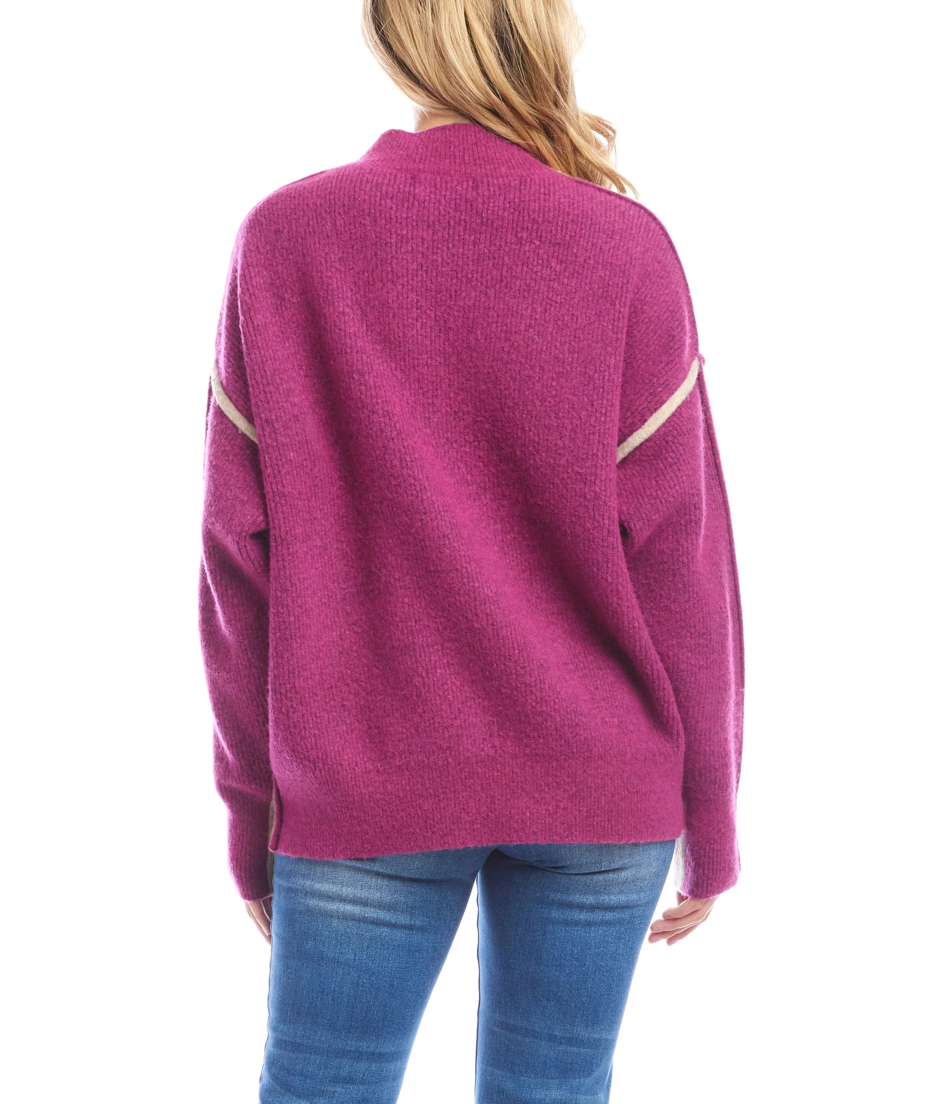 Karen Kane Womens Colorblock Mock Neck Sweater - Image 3
