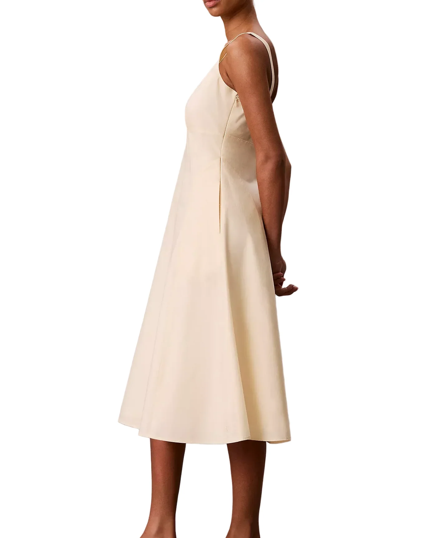 Calvin Klein Womens Cotton Poplin Sleeveless Midi Dress - Image 2