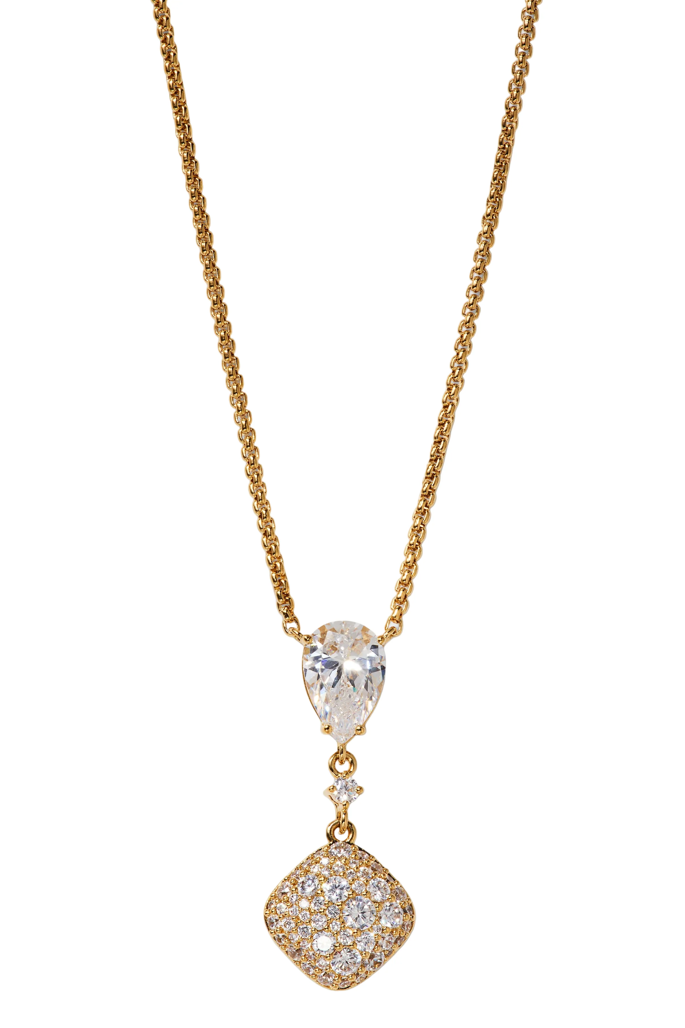 Nadri Crushed Pave Cushion Drop Necklace
