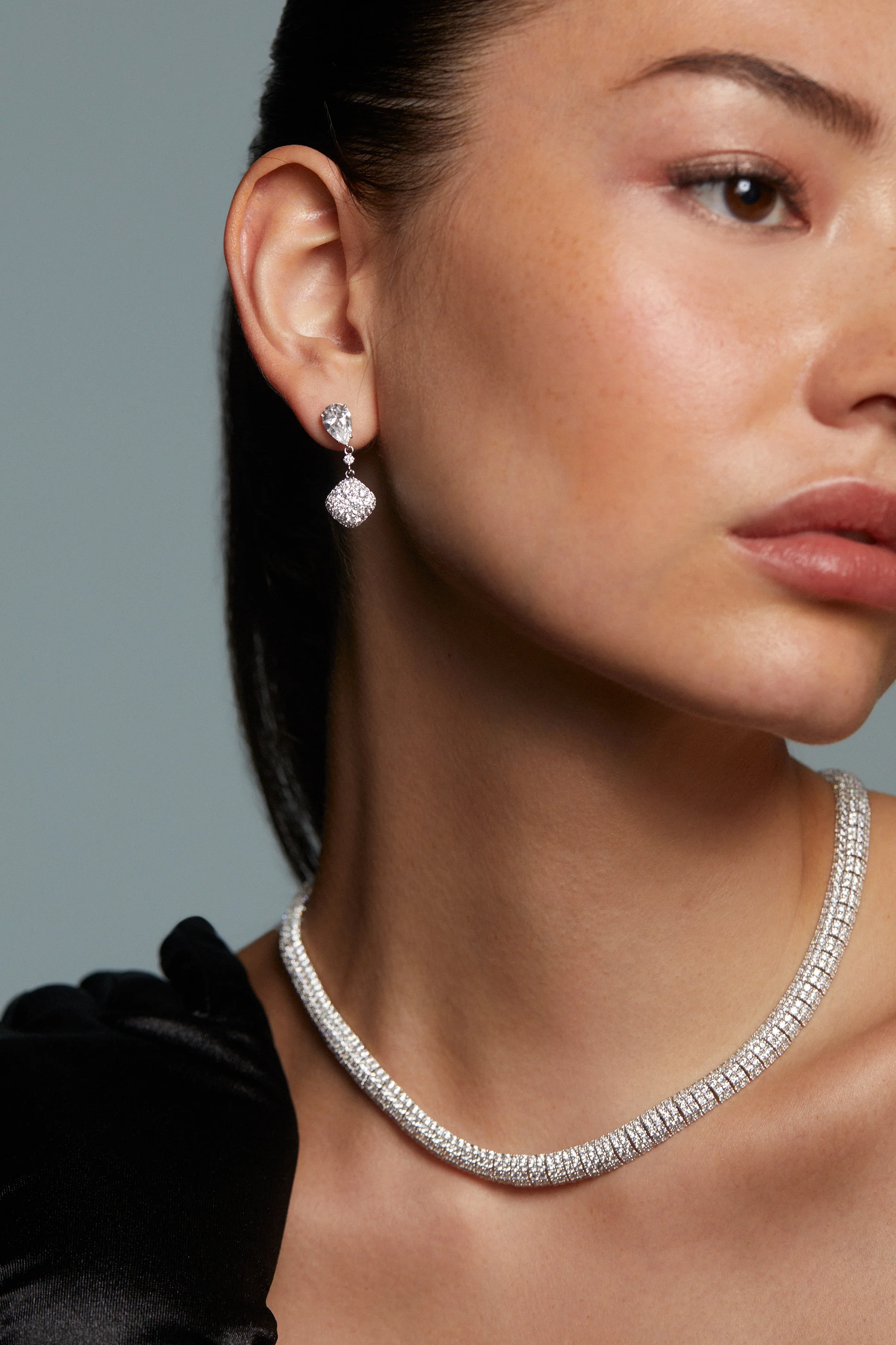 Nadri Crushed Pave Double Drop Earrings - Image 2