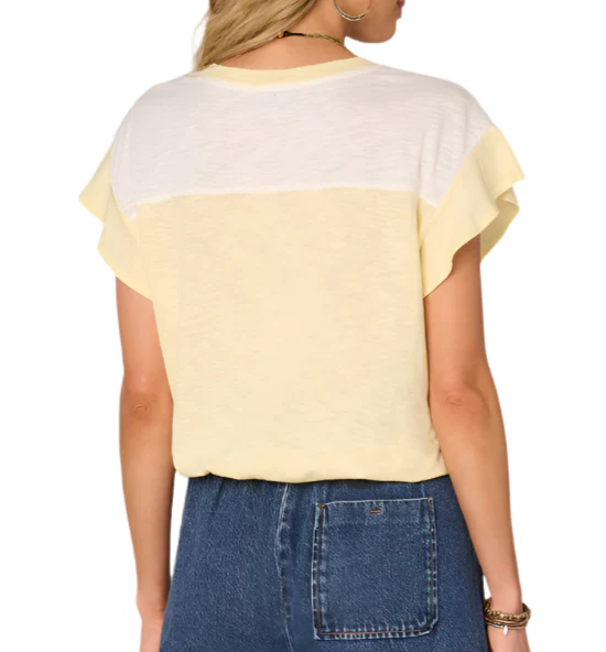 Democracy Womens Extended Cap Sleeve Scoop Neck Color Block Print Mixed Media Knit Top - Image 2