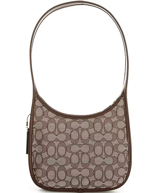 Coach Signature Jacquard Curve Zip Shoulder Handbag - Image 2