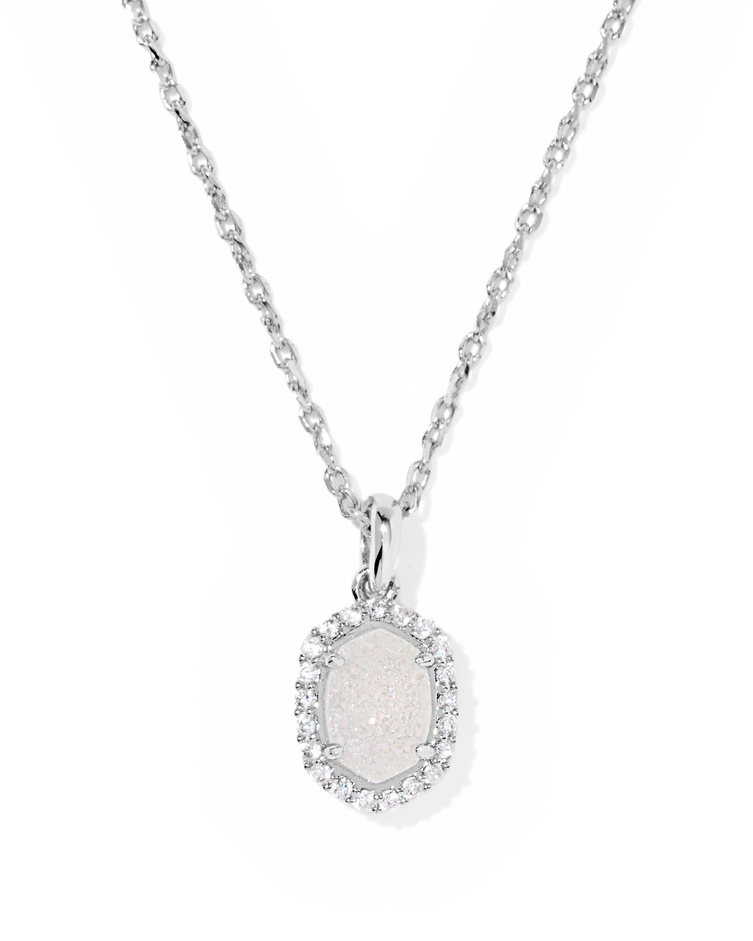 Kendra Scott Daphne Silver Crystal Frame Short Pendant Necklace