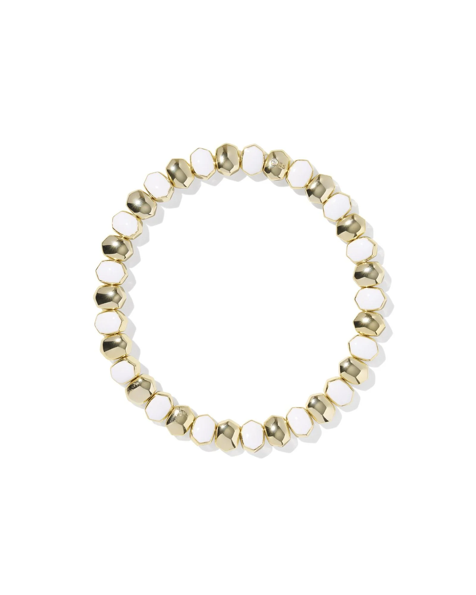 Kendra Scott Daphne White & Gold Enamel Stretch Bracelet