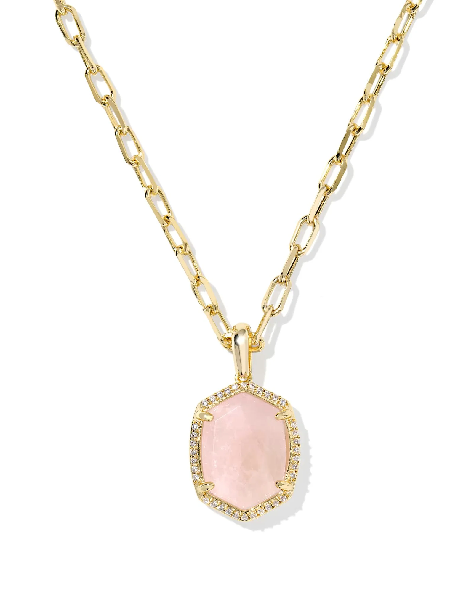Kendra Scott Daphne Gold Pave Frame Short Pendant Necklace