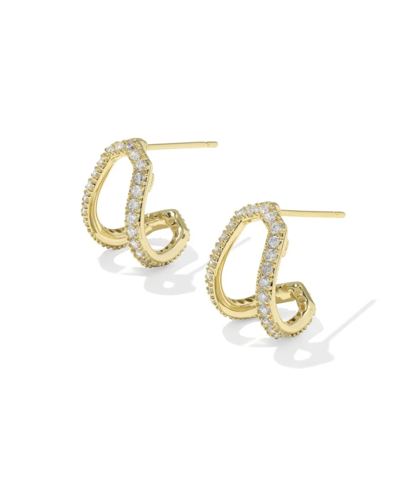 Kendra Scott Daphne Pave Gold Huggie Earrings