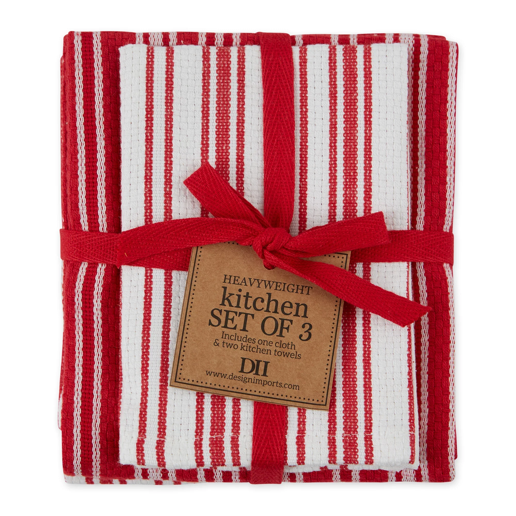 Design Imports Red Cider Classic Stripe Heavyweight Kitchen Towels - Image 3