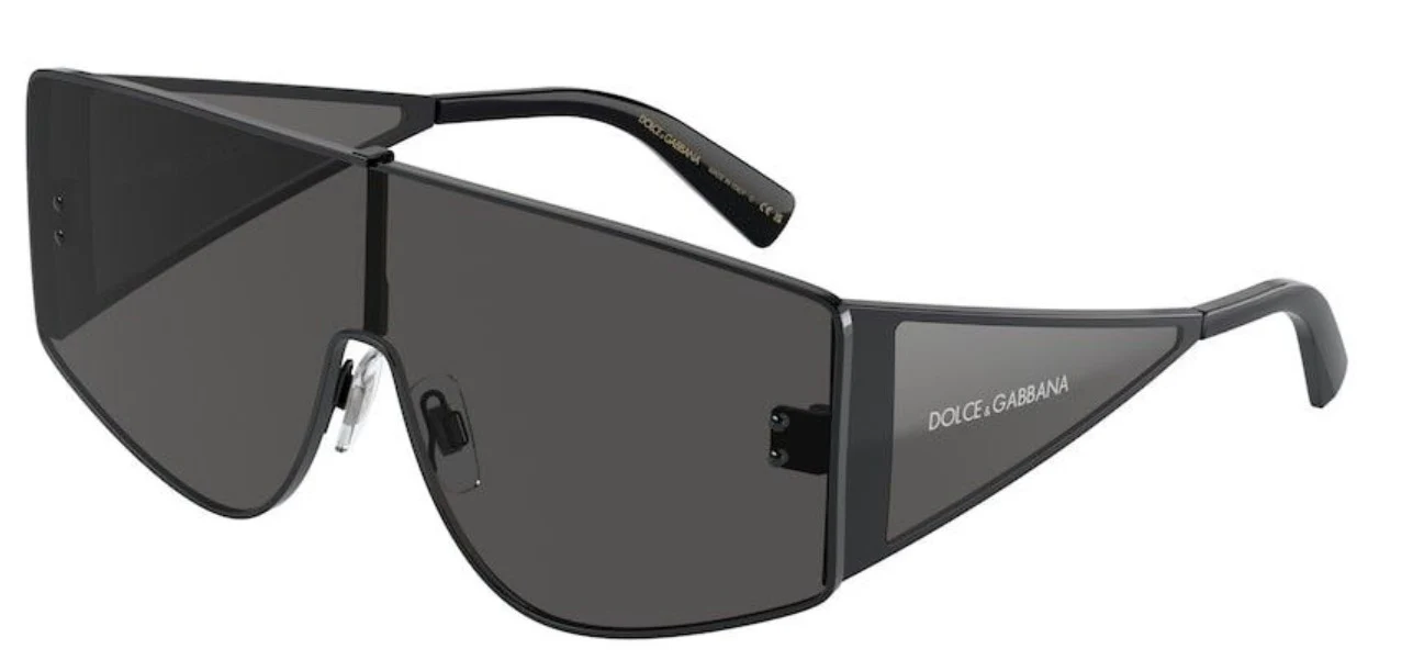 Dolce & Gabbana Mens Non Polarized DG2305 Rectangle Sunglasses - Black/Dark Grey