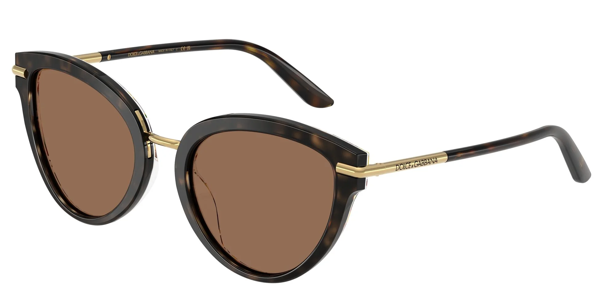 Dolce & Gabbana Womens Non-Polarized Sunglasses - Havana on White Barrow/Dark Brown