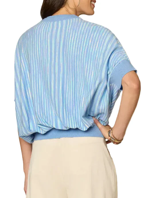 Democracy Womens Short Dolman Sleeve Double Round Neck Two-Tone Space Dye Sweater - Image 3