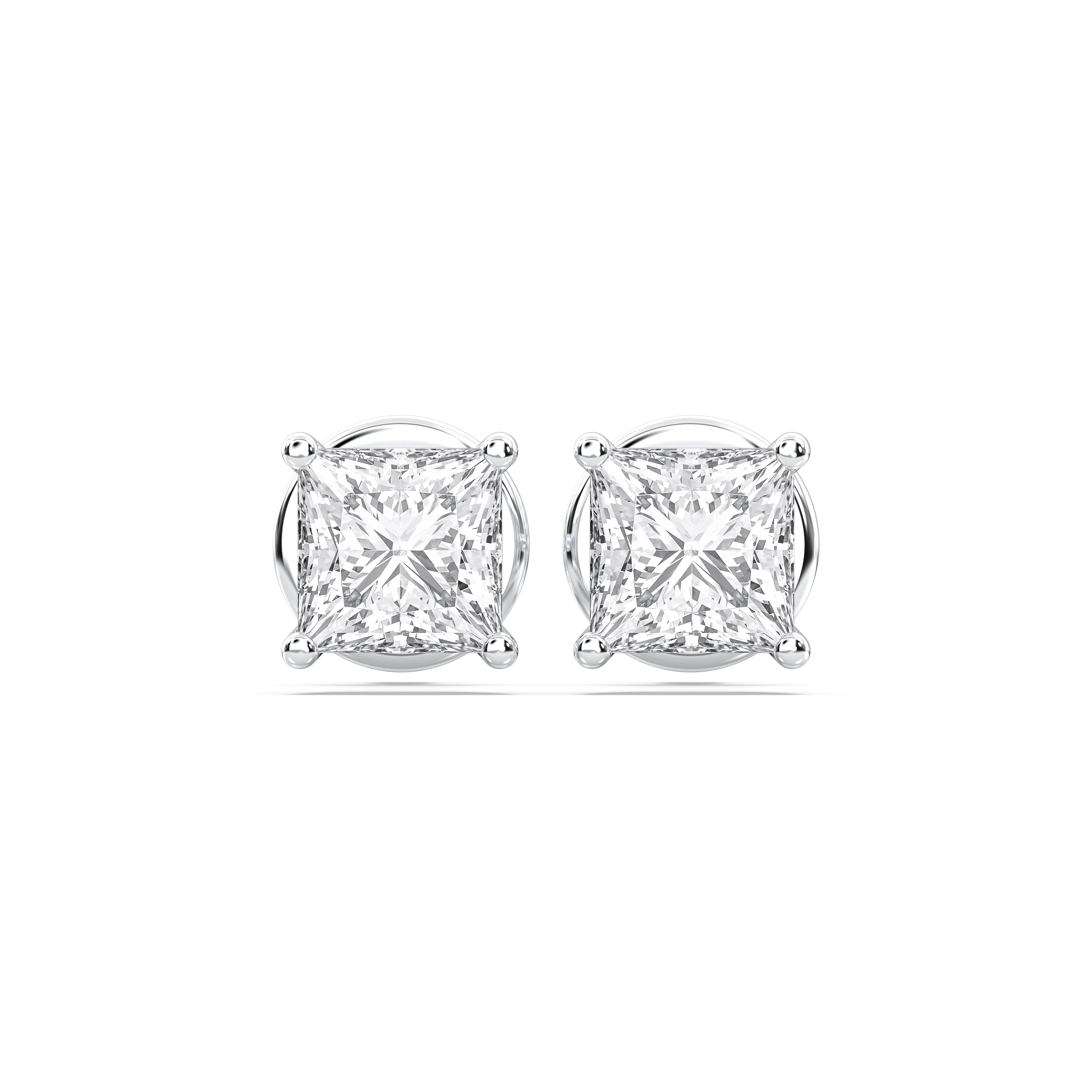 Badgley Mischka 1.00 CTW Princess Cut Diamond Stud Earrings - Image 2