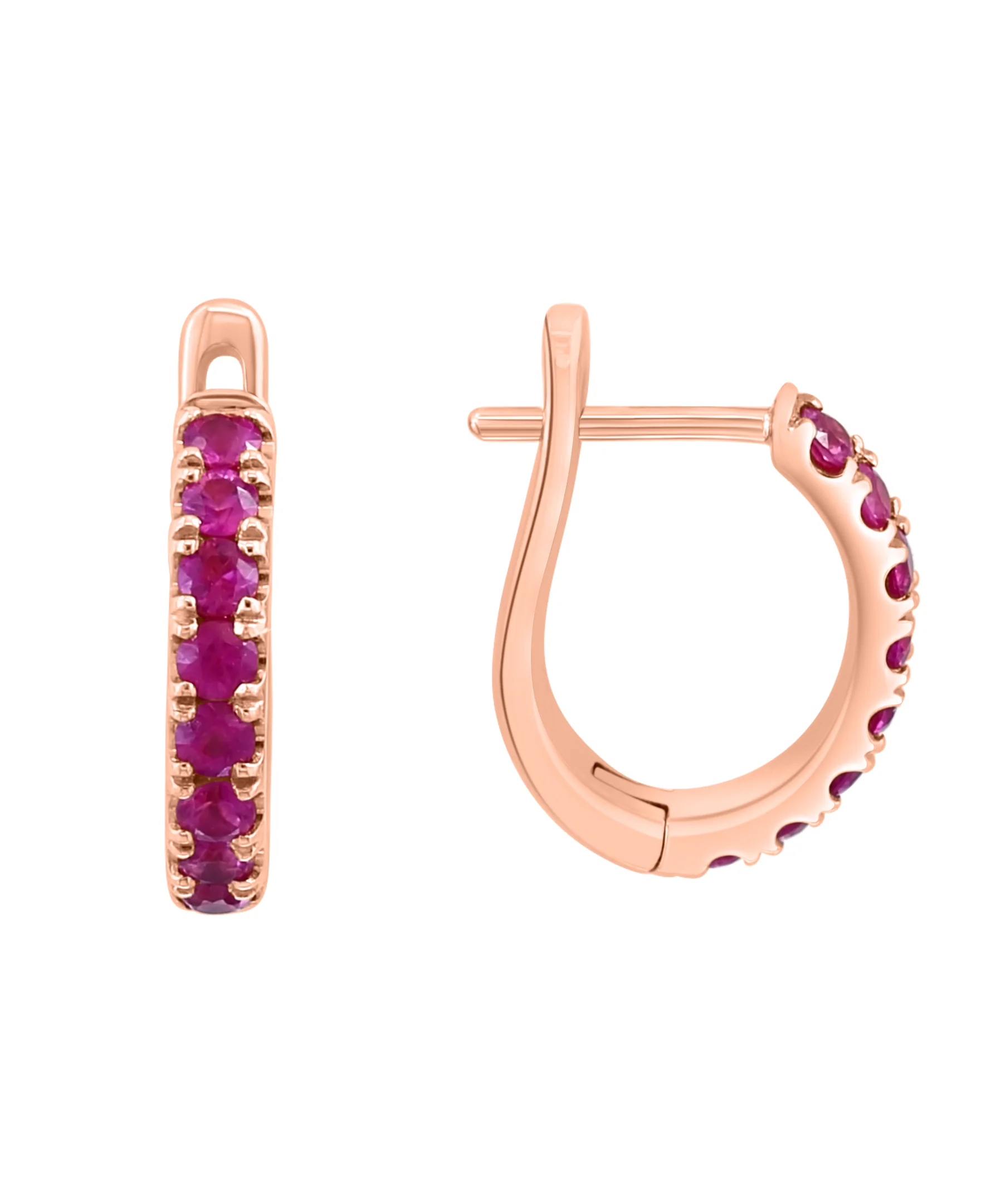 Effy 14K Rose Gold Pink Sapphire Hoop Earrings - Image 2