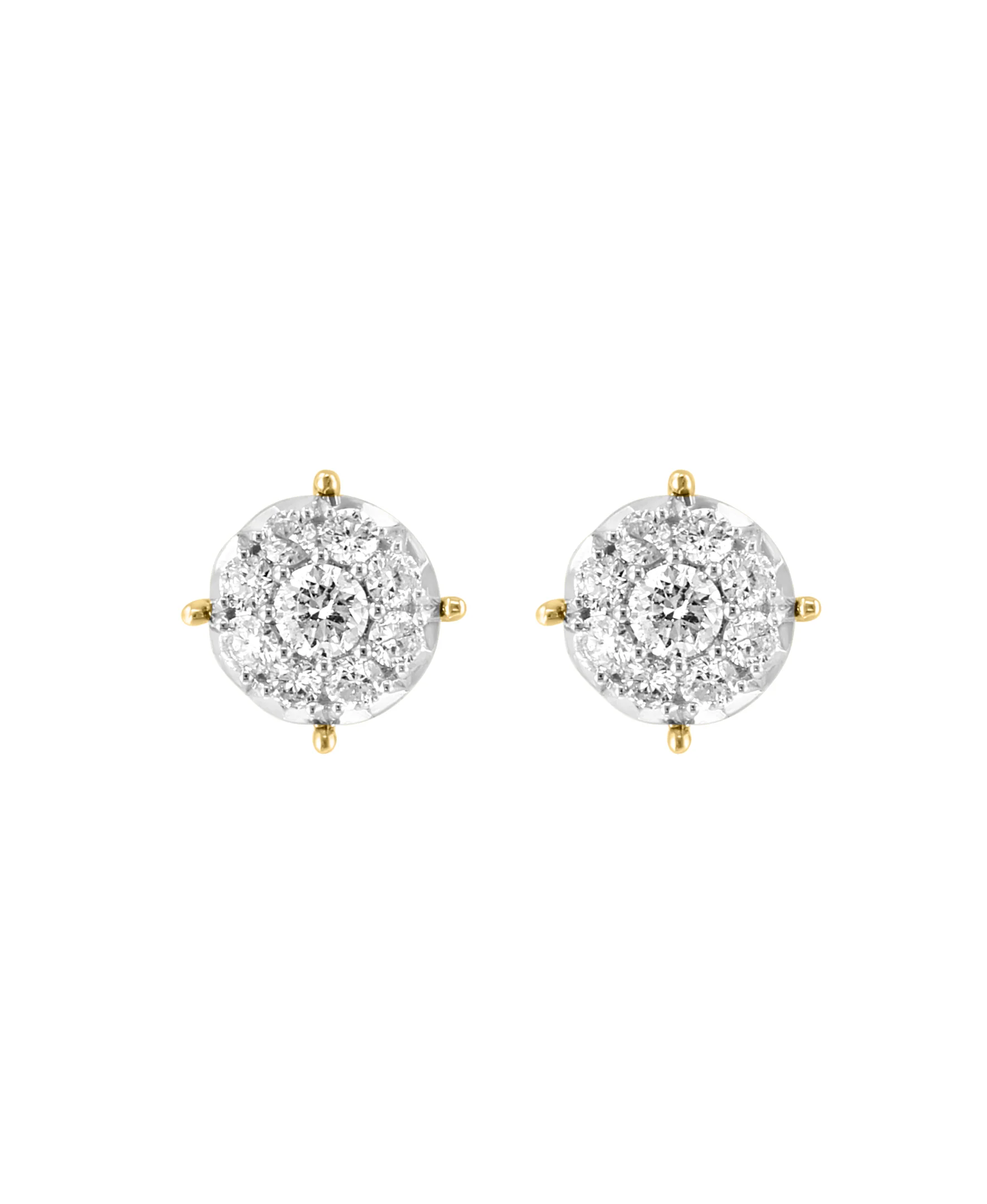 Effy 14K Two-Tone Gold Diamond Cluster Earrings
