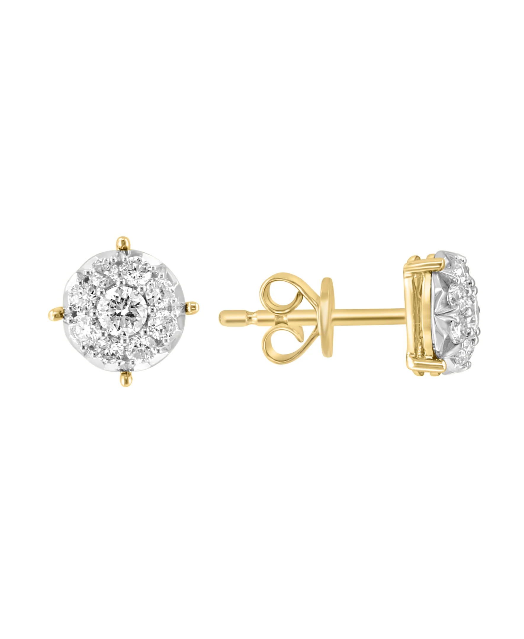 Effy 14K Two-Tone Gold Diamond Cluster Earrings - Image 2