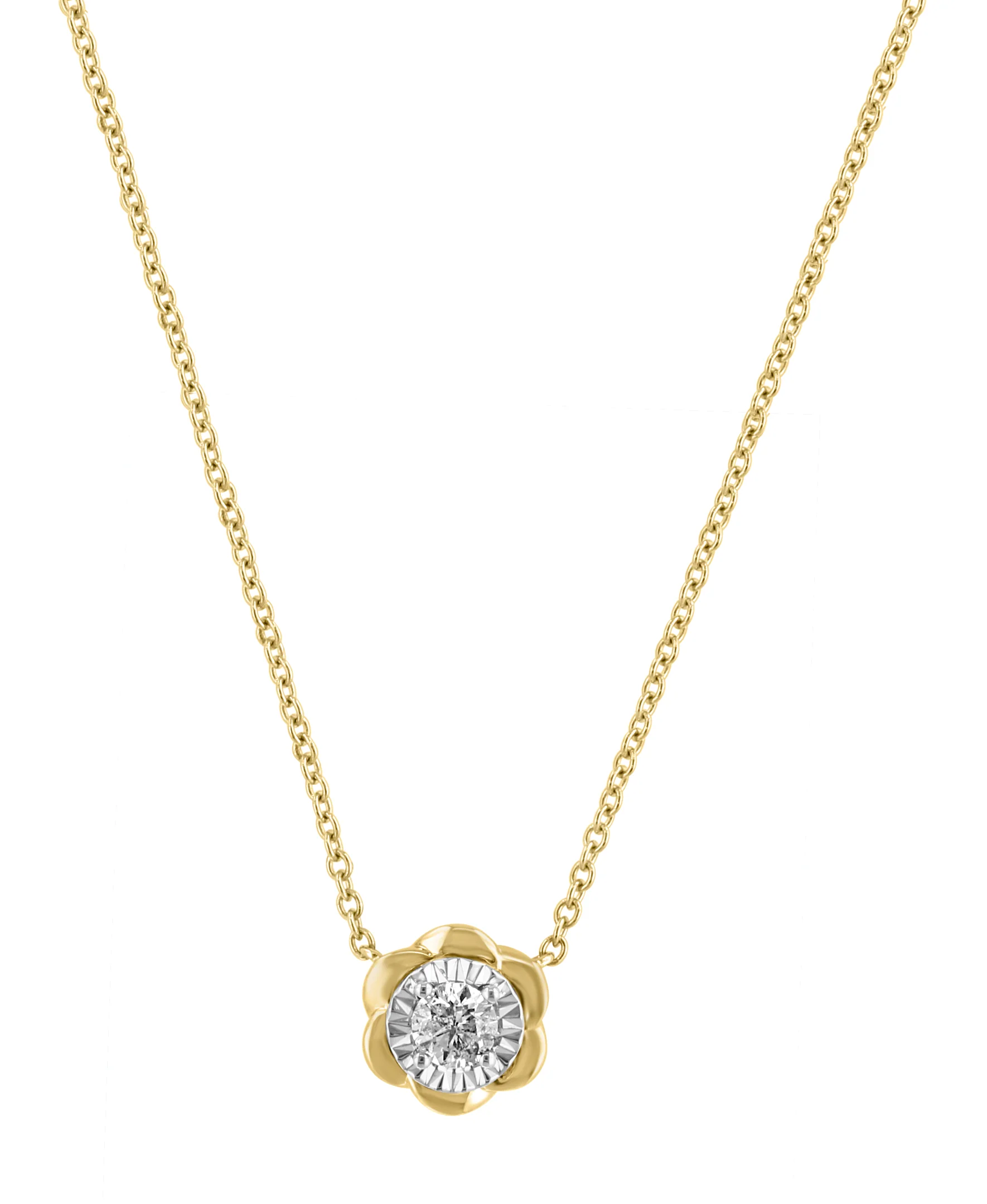 Effy 14K Two-Tone Diamond Floral Pendant Necklace - Image 2