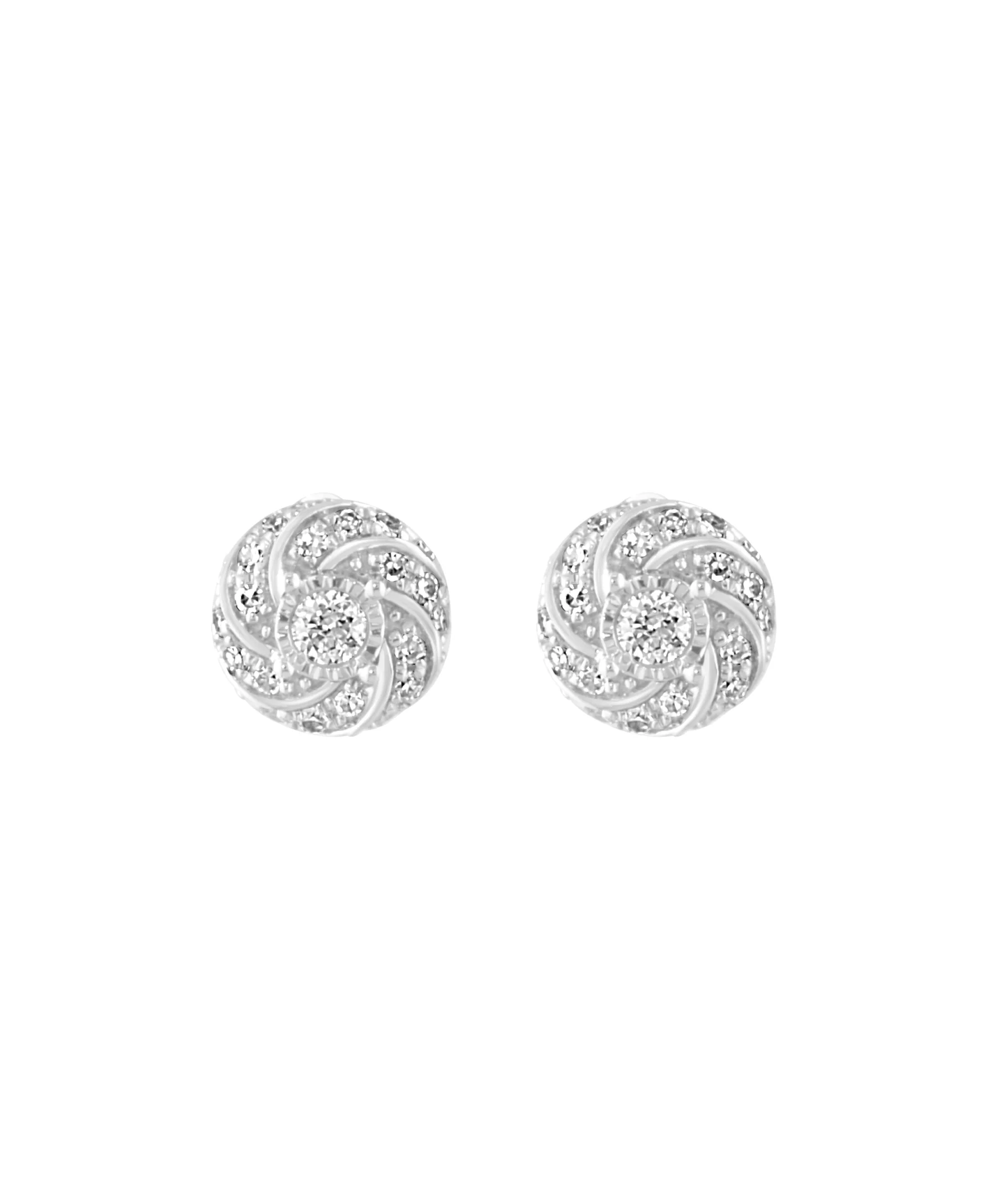 Effy 14K White Gold Diamond Swirl Stud Earrings