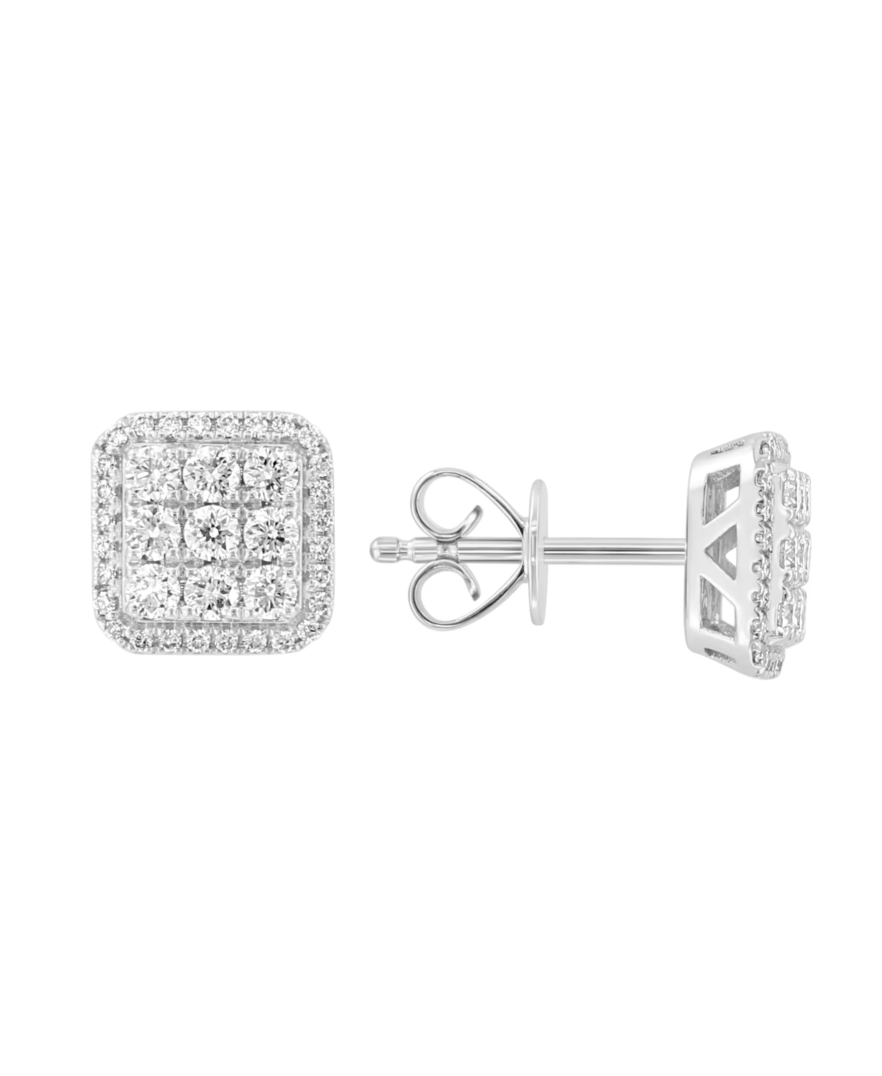 Effy 14K White Gold Square Diamond Cluster Stud Earrings - Image 2