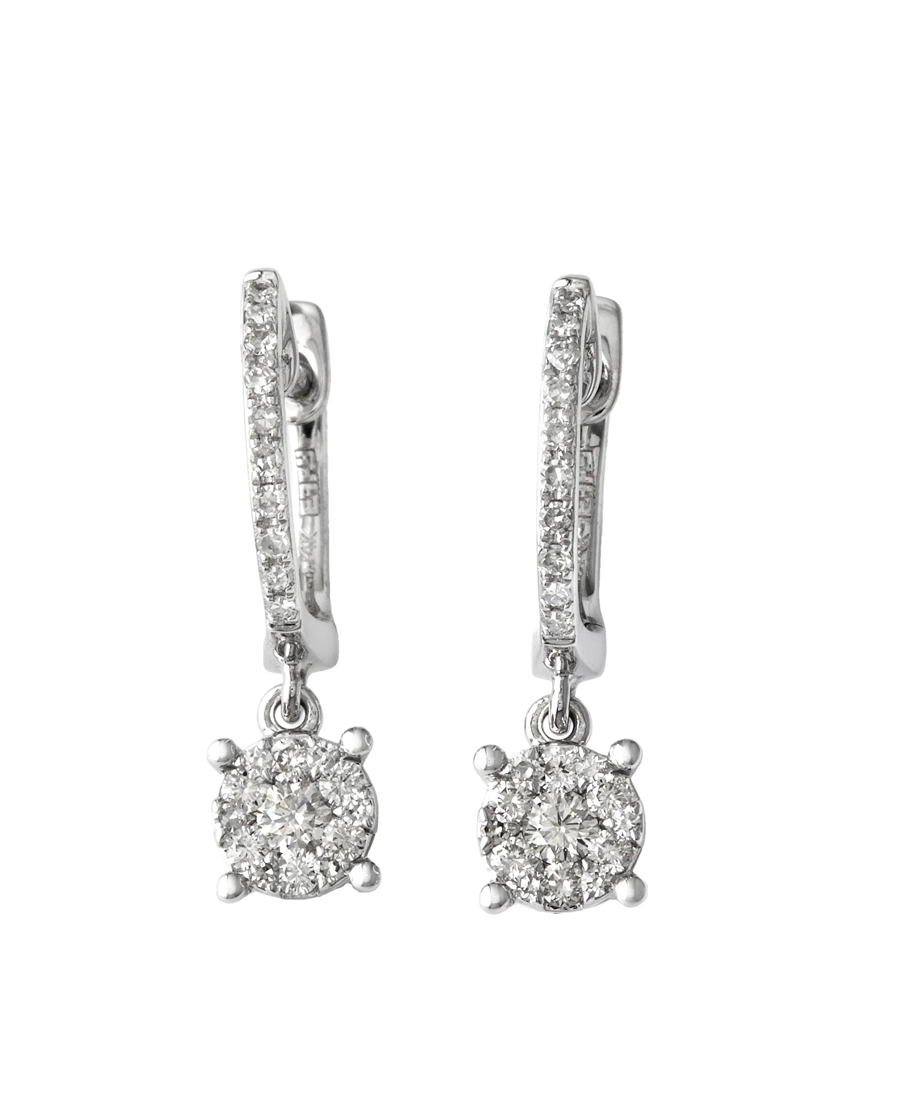 Effy 14K White Gold Diamond Cluster Drop Earrings