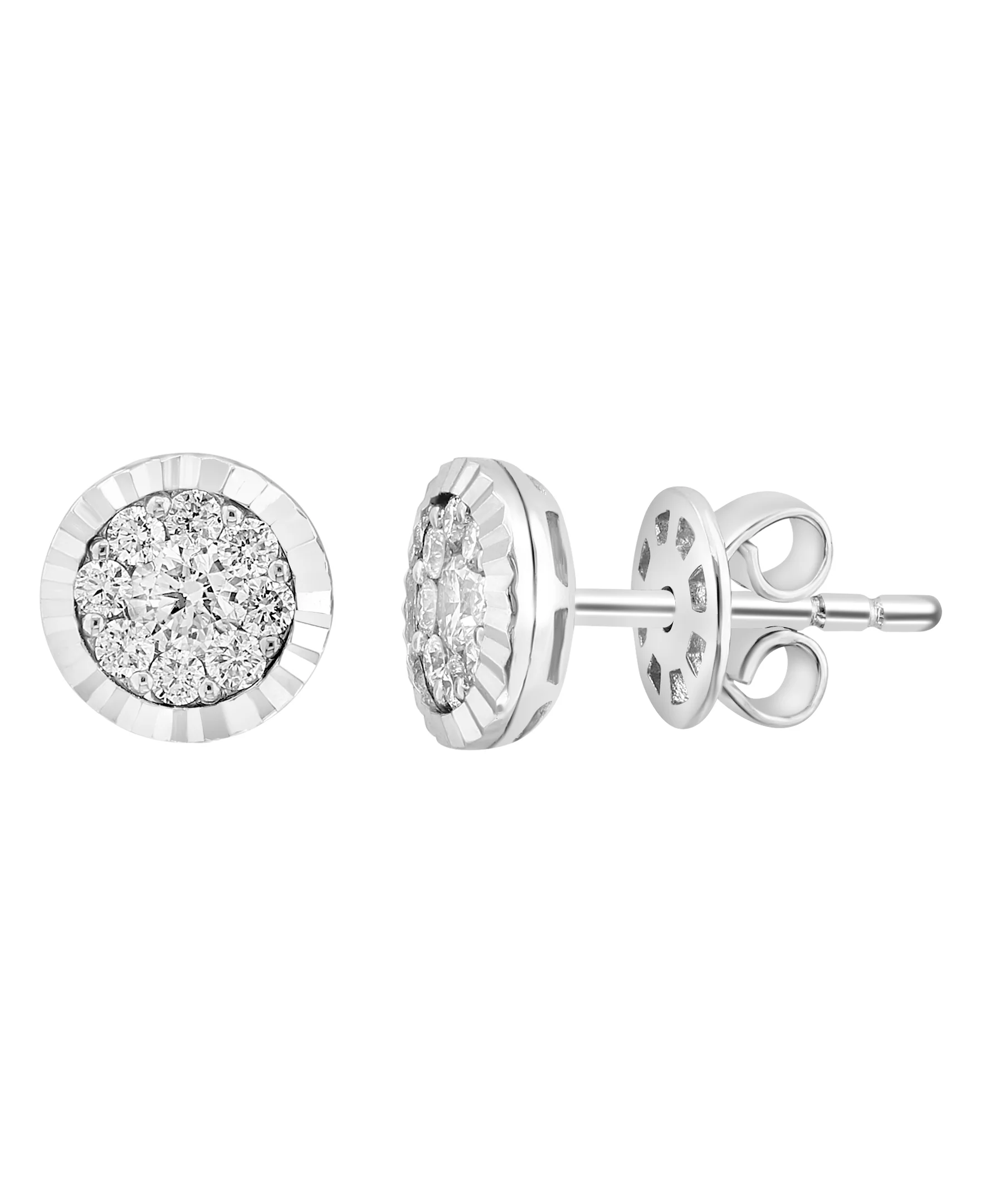 Effy 14K White Gold Diamond Round Cluster Stud Earrings - Image 2
