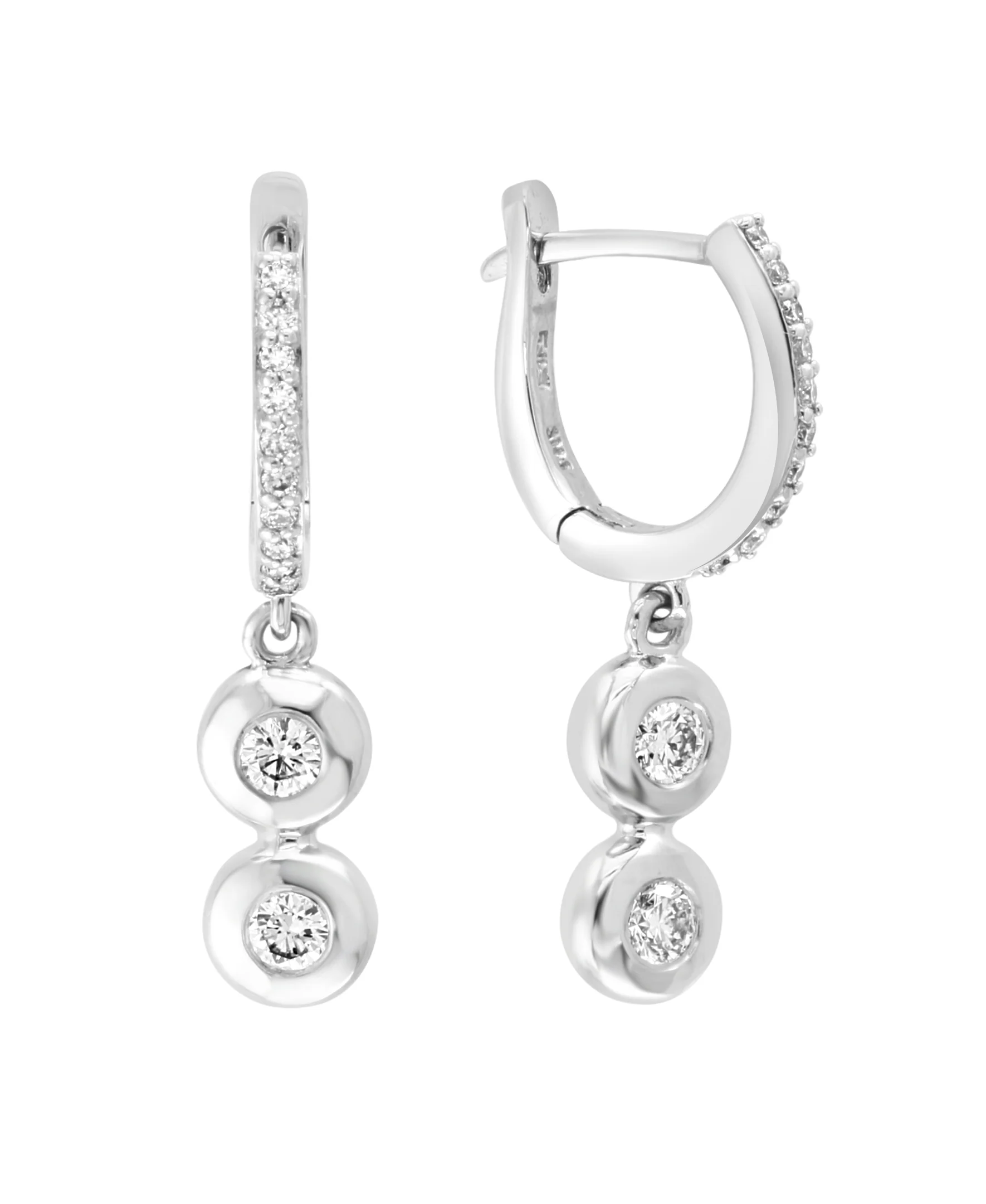 Effy 14K White Gold Diamond Huggie Drop Earrings - Image 2