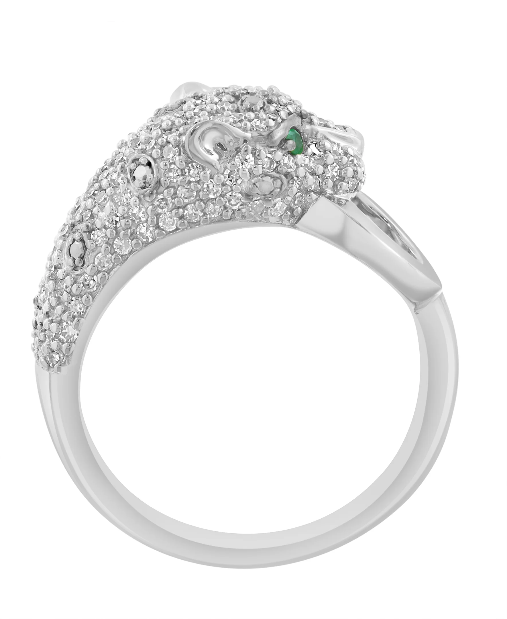 Effy 14K White Gold Emerald Panther Ring - Size 7 - Image 3