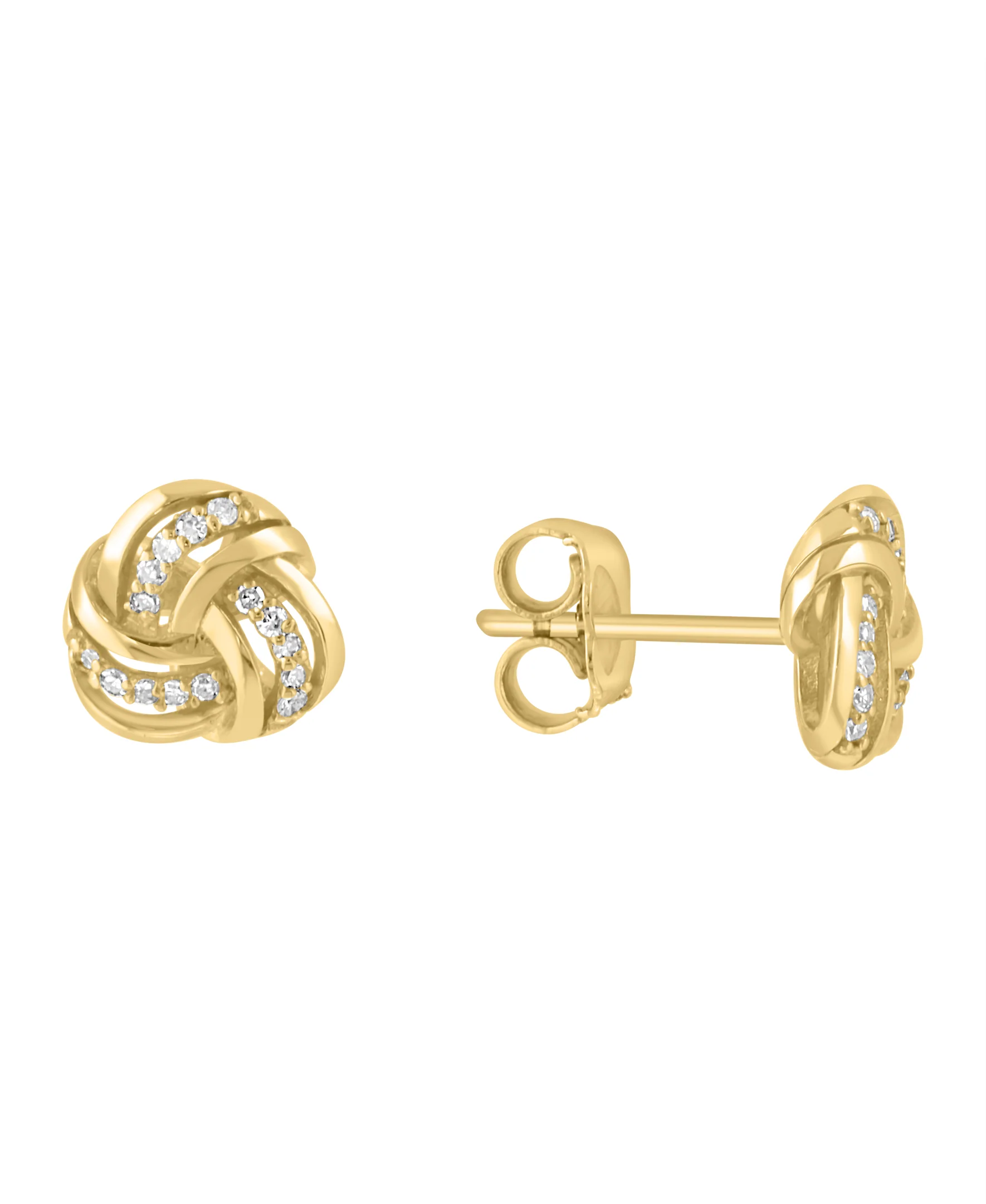 Effy 14K Yellow Gold Diamond Knot Stud Earrings - Image 2