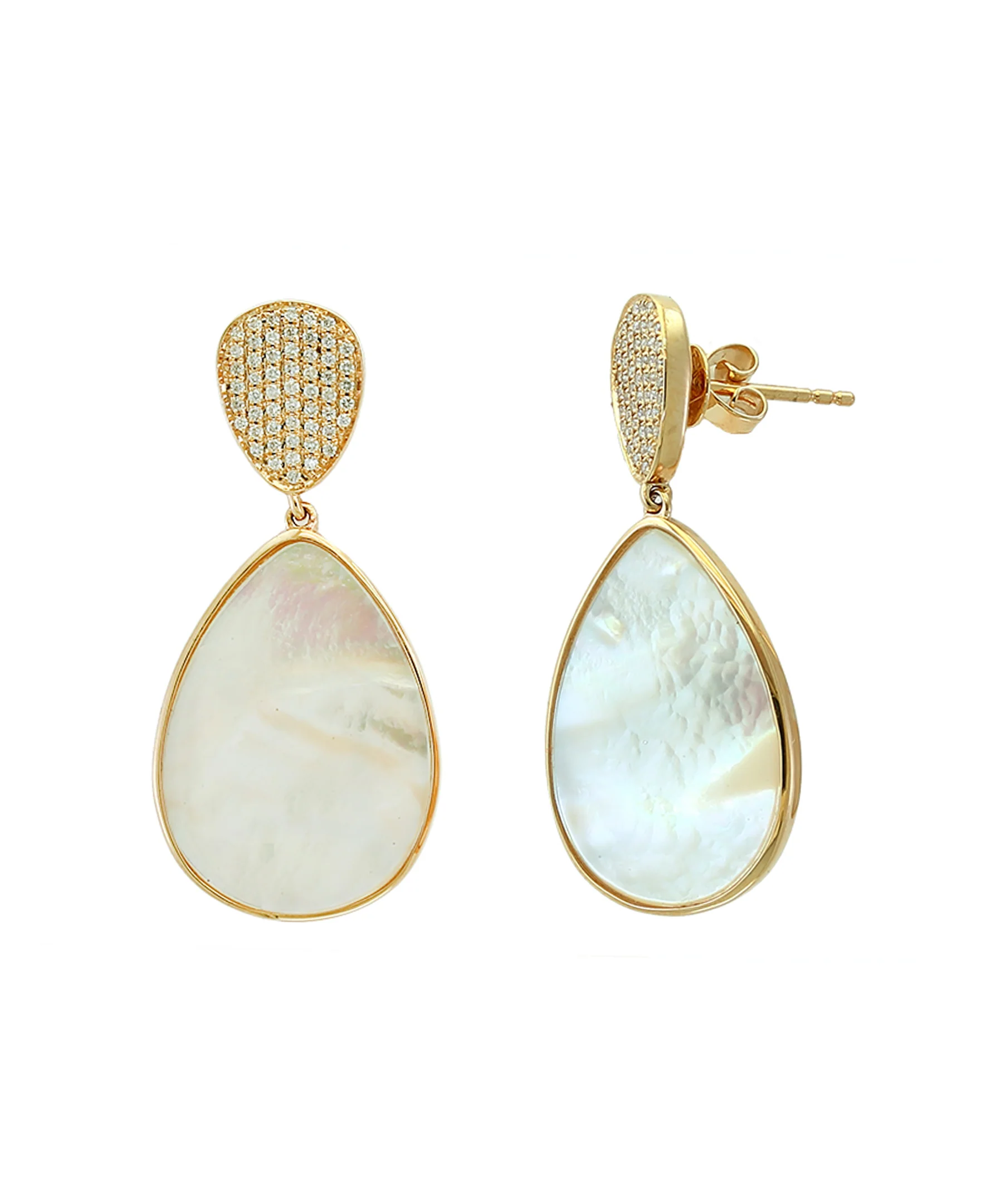 Effy 14K Yellow Gold Diamond & Mother of Pearl Drop Earrings - Image 2