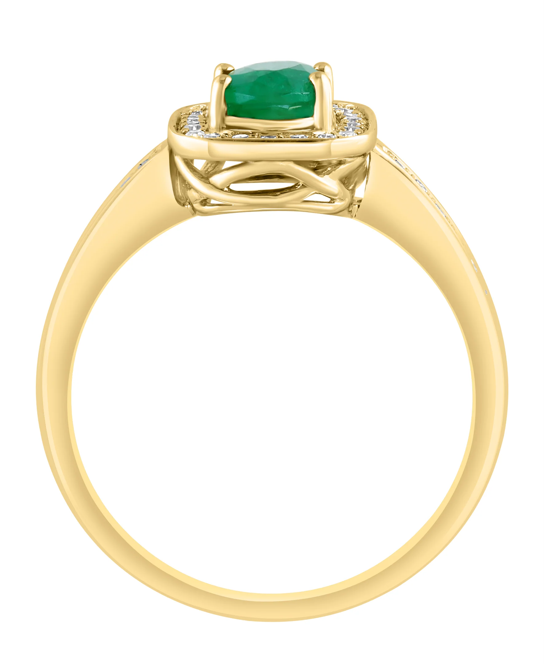 Effy 14K Yellow Gold Emerald & Diamond Halo Ring - Size 7 - Image 3
