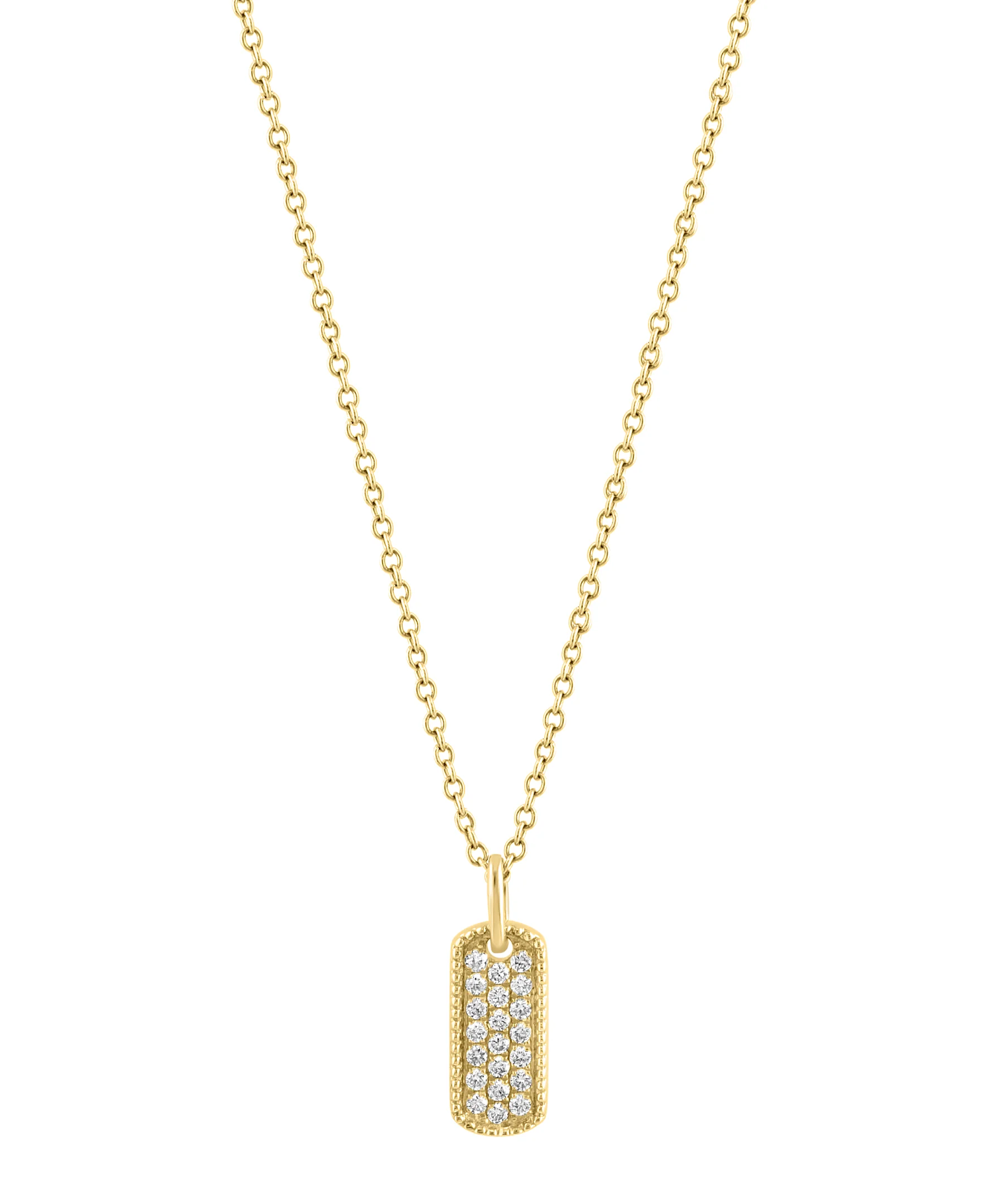 Effy 14K Yellow Gold Diamond Dog Tag Pendant Necklace