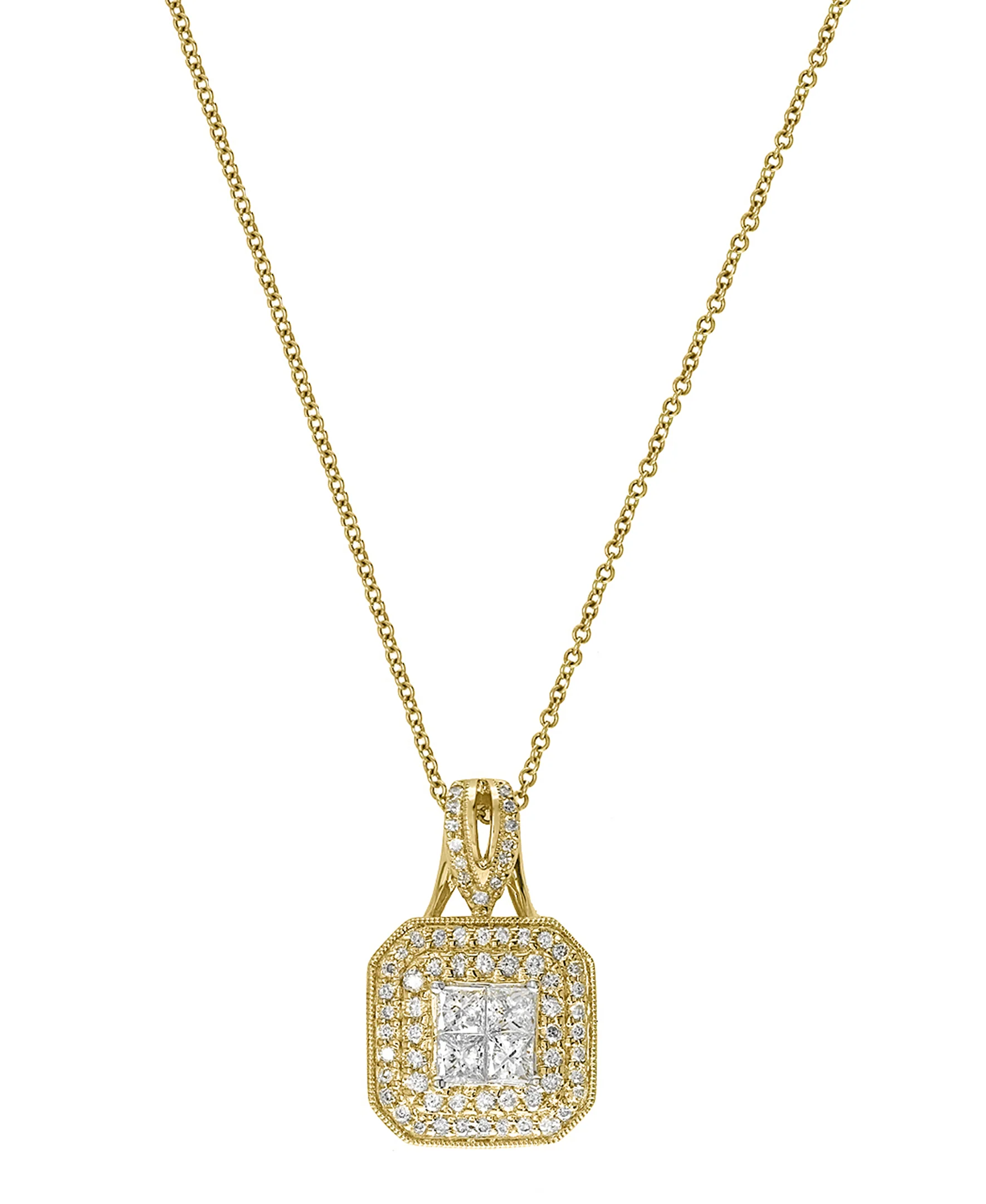 Effy 14K Yellow Gold Diamond Square Pendant Necklace - Image 2