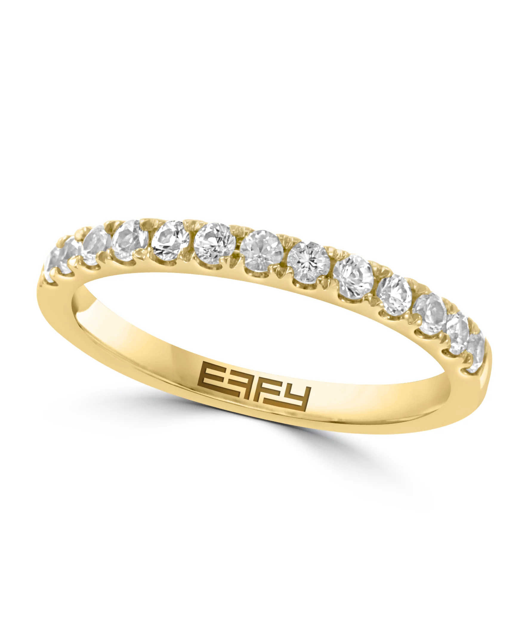 Effy 14K Yellow Gold White Sapphire Band Ring