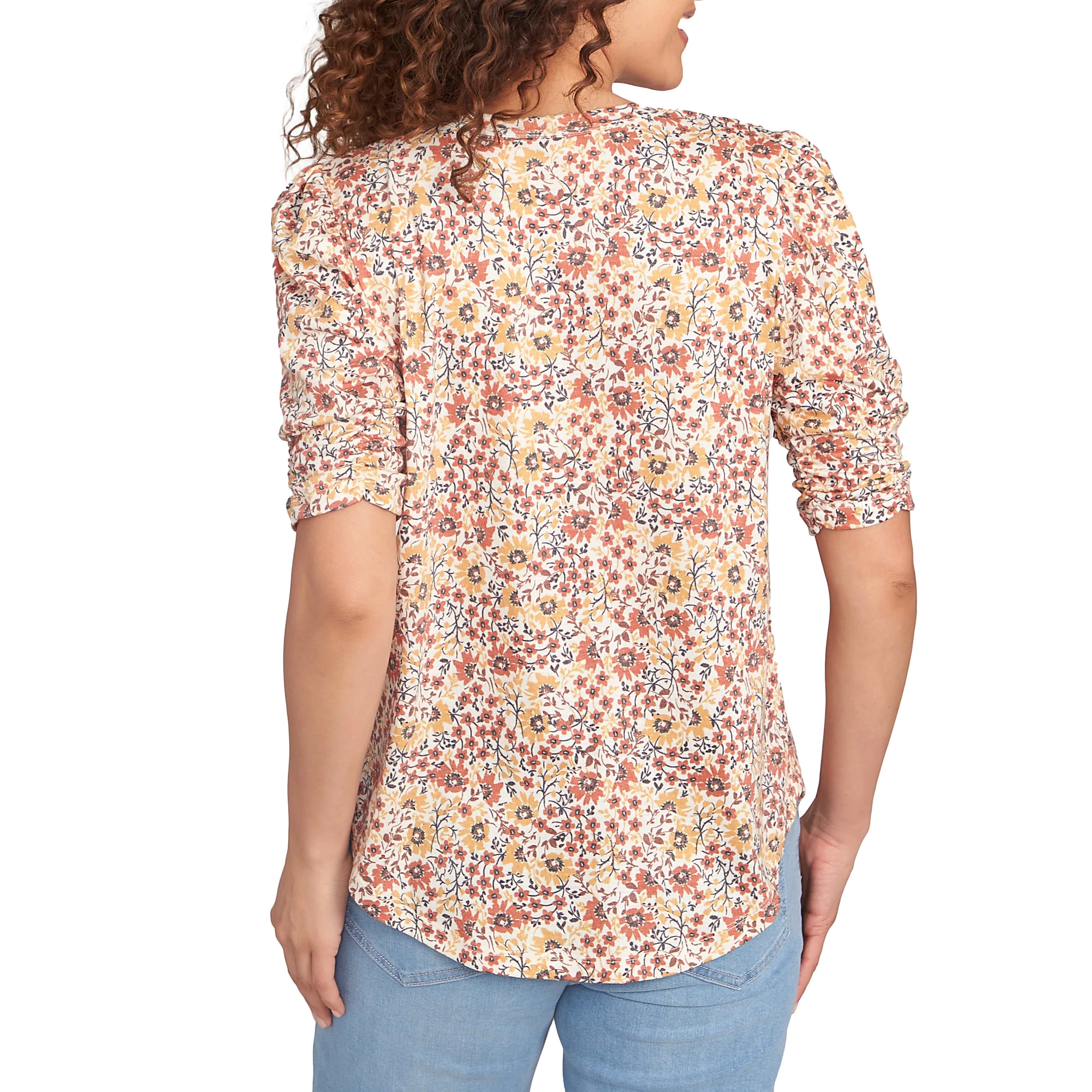 Skye's The Limit Womens Ditsy Floral Elbow Sleeve Top - Image 3