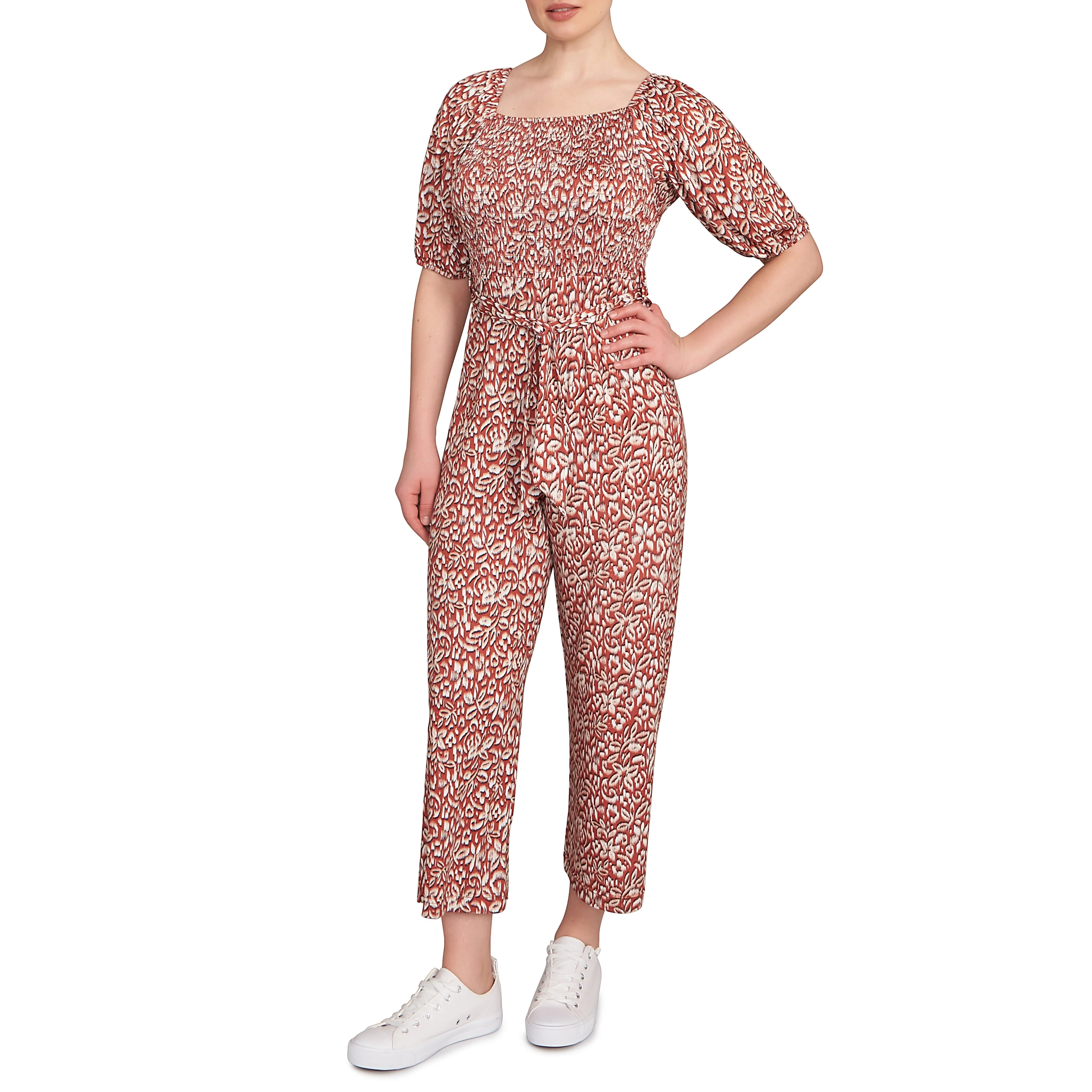 Skye's The Limit Womens Printed Elbow Sleeve Jumpsuit