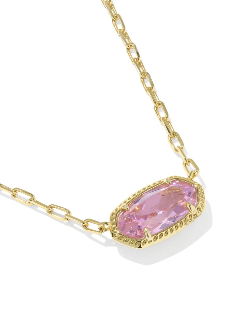 Kendra Scott Elisa Luxe Gold Short Pendant Necklace - Light Pink CZ - Image 3