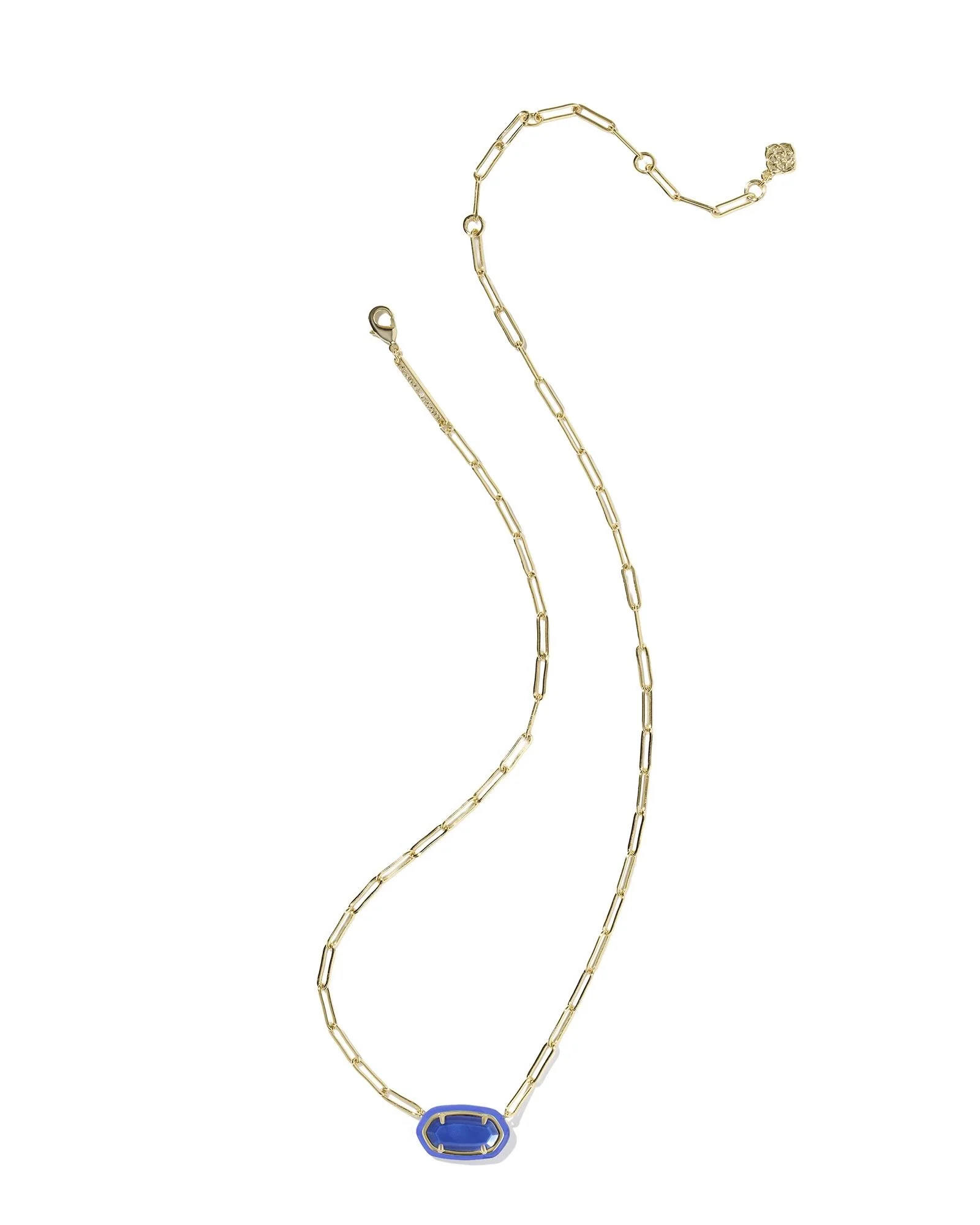 Kendra Scott Cobalt Elisa Enamel Frame Gold Paperclip Necklace - Image 2