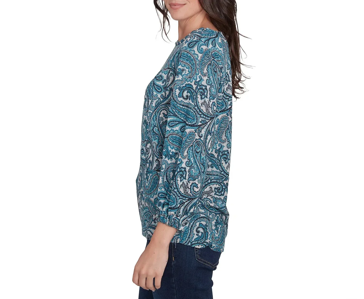 Ruby Rd. Womens Paisley Hatchi Twist Front Top - Image 3