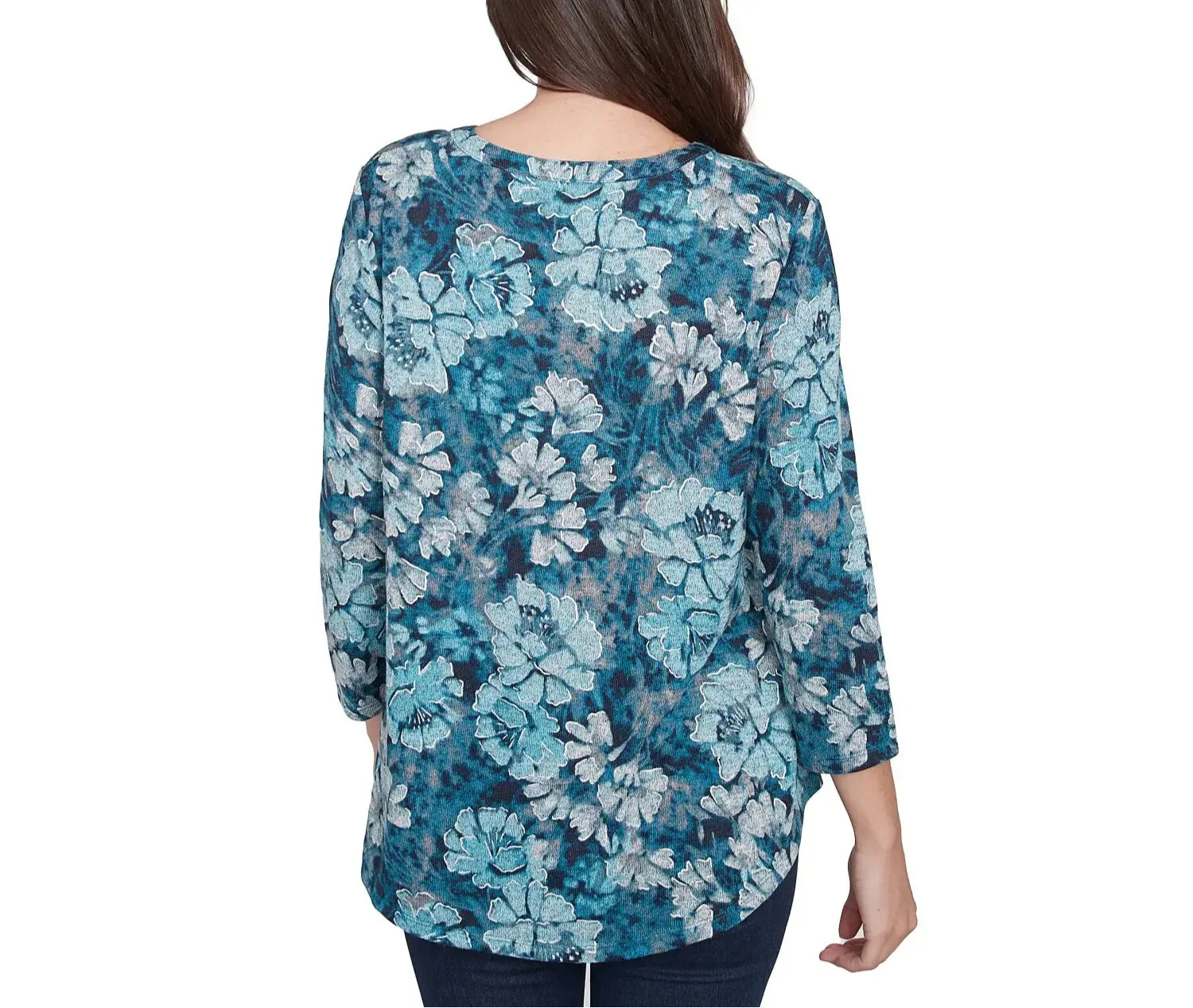Ruby Rd. Womens Embellished Wintery Floral Hatchi Top - Image 2