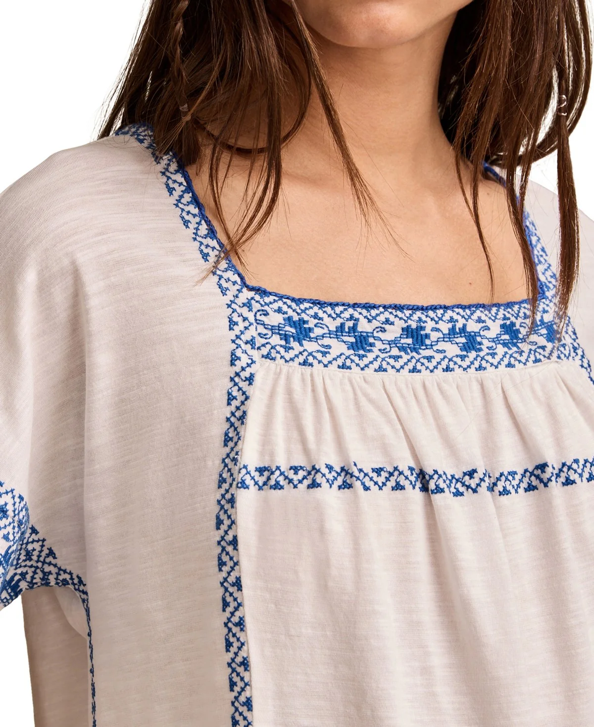 Lukcy Brand Womens Embroidered Short-Sleeve Cotton T-Shirt - Image 3